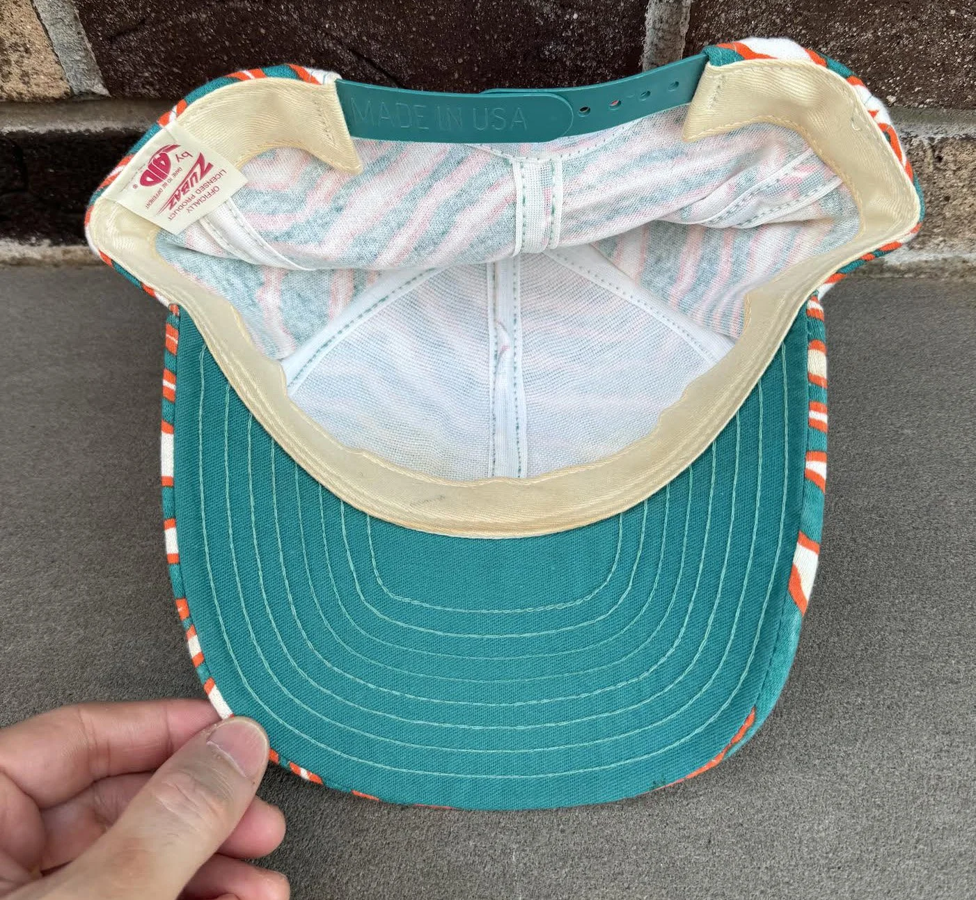 inside of Zubaz Dolphins Cap.jpg