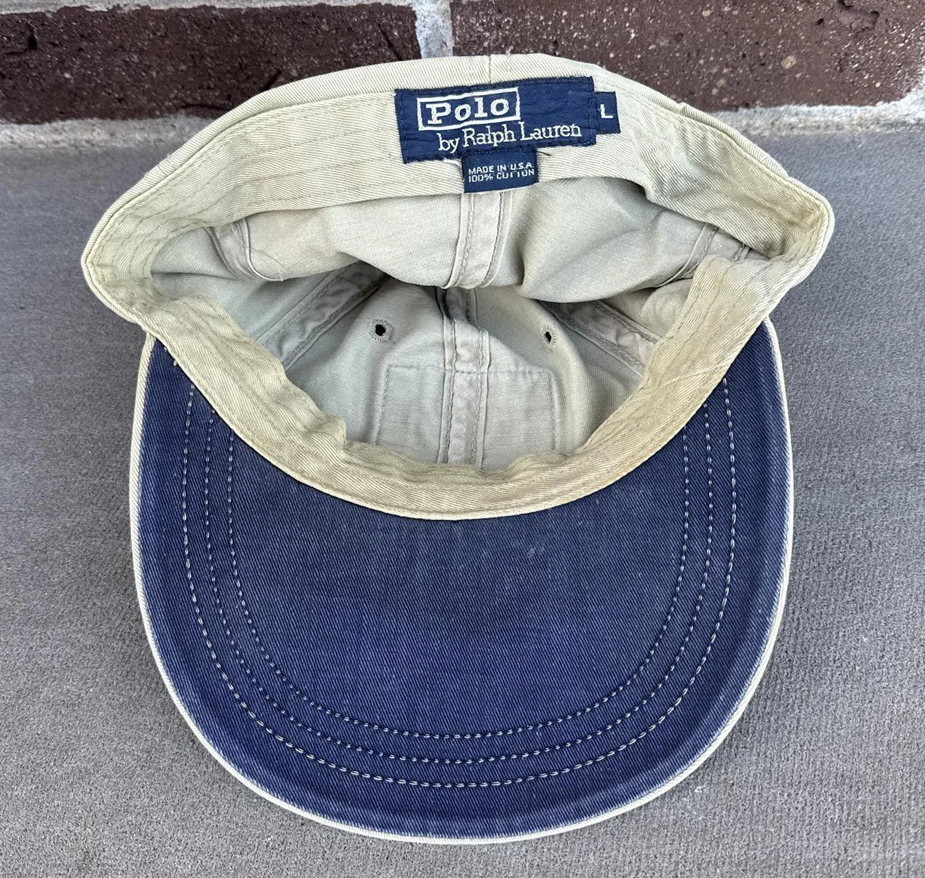 Authentic Polo Ralph Lauren Tan Baseball Cap with Navy Logo Polo POLO RALPH LAUREN CLASSIC NEW BOND CHINO TWILL (CAFE  main image 3