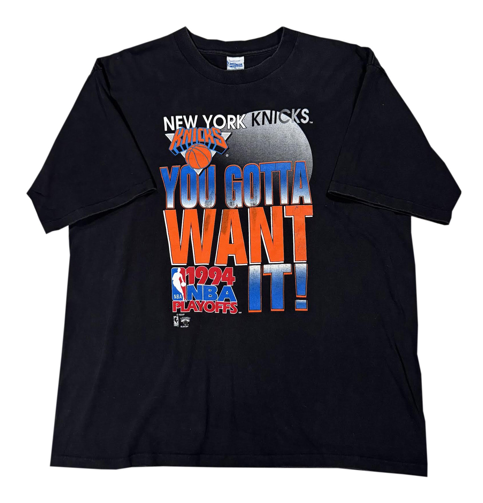 Vintage Salem Sportswear New York Knicks You Gotta Want It! 1994 NBA Playoffs T Shirt (Size XL)