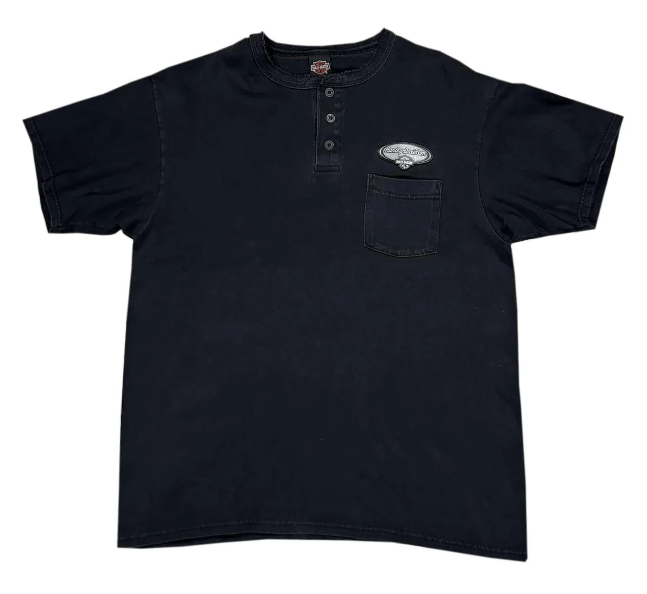 Vintage Harley Davidson Pocket Henley (Size XL) 
