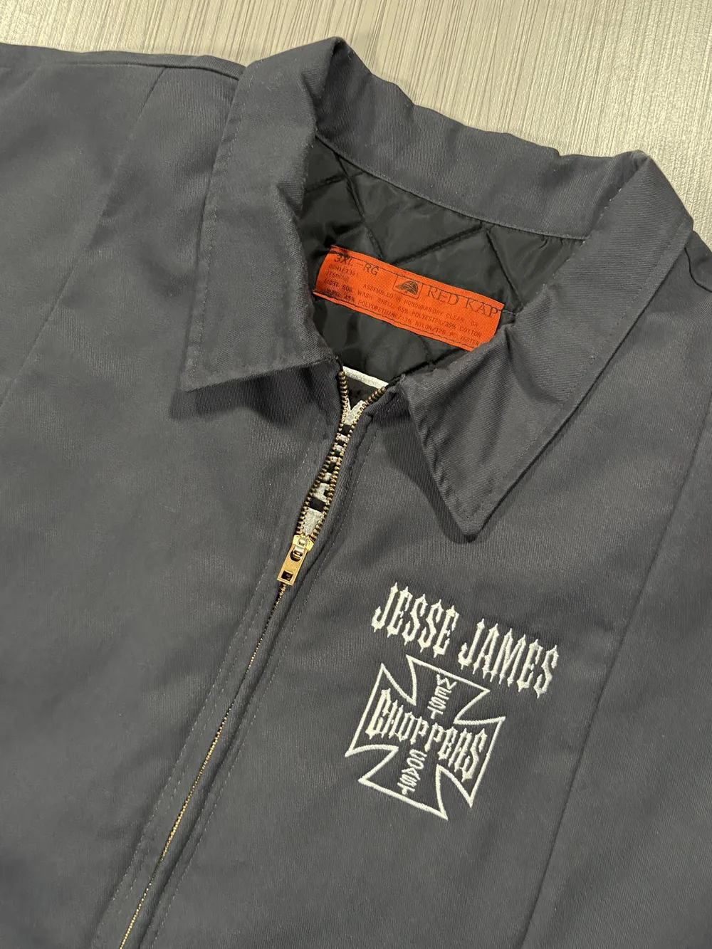 Vintage Red Kap West Coast Choppers Jesse James Grey Work Jacket 