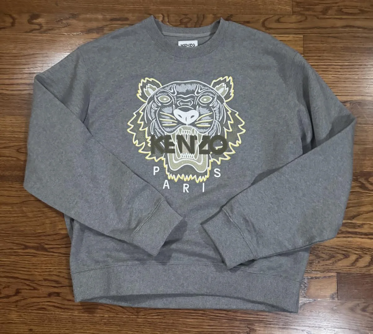Kenzo Paris Tiger Grey / Yellow Sweatshirt (Size XL) NWOT — RootsBK