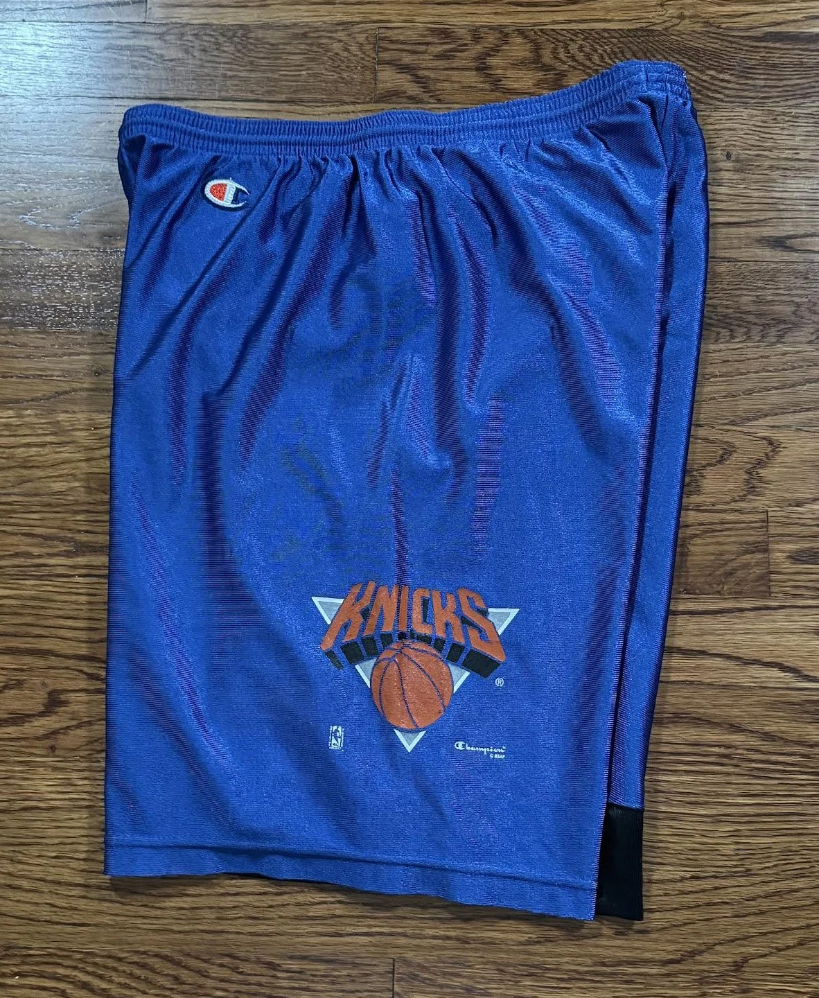 side of Champion Knicks dazzle mesh shorts .jpg