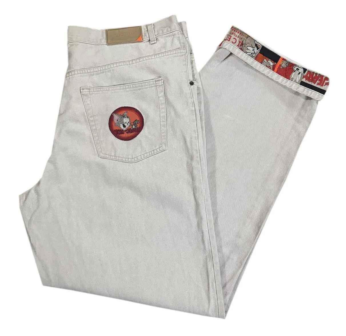 Vintage Iceberg History Tom & Jerry White Jeans (Size 42) — RootsBK
