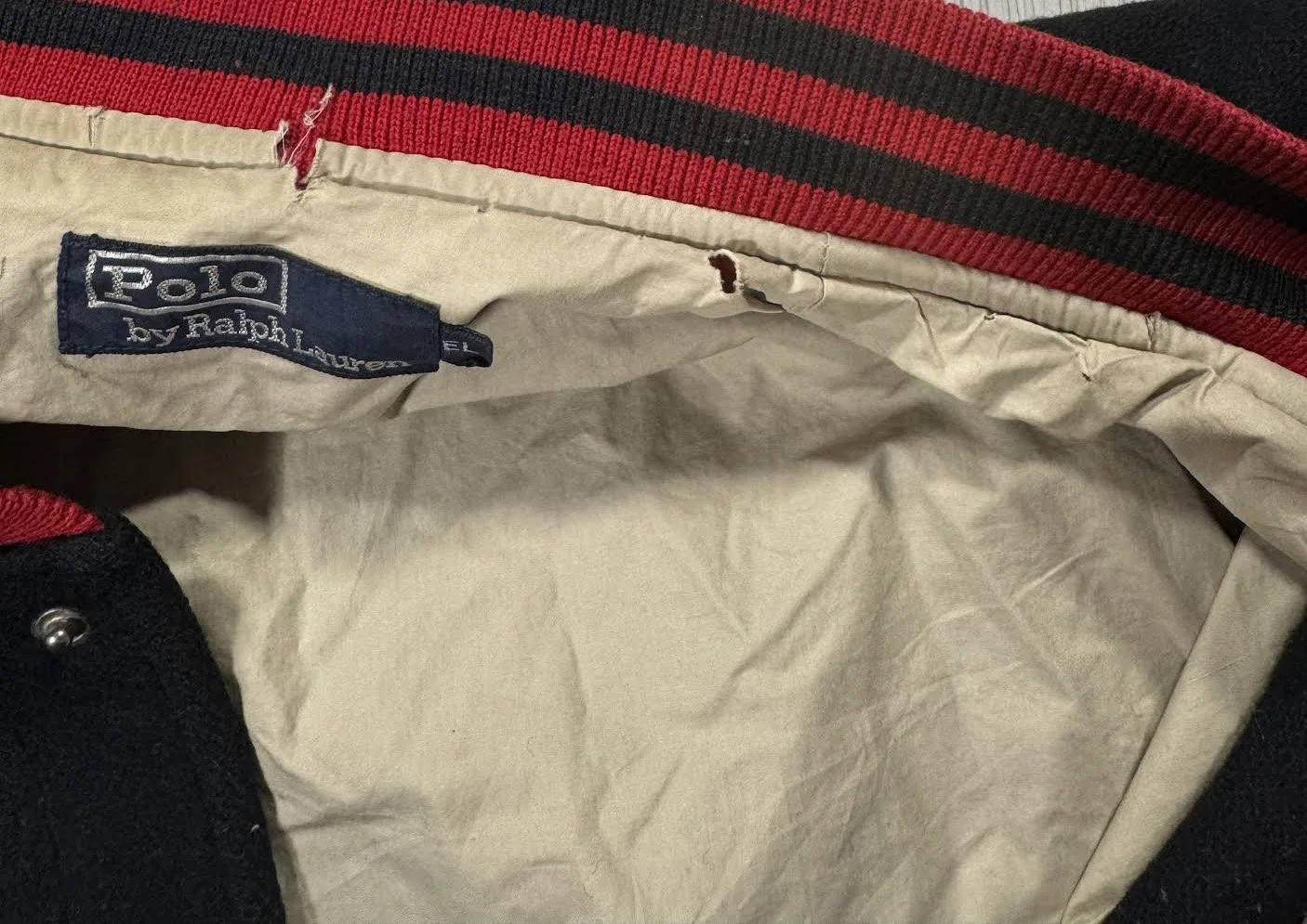 Vintage Polo Ralph Lauren Scribble Wool Black / Red Jacket (Size L 