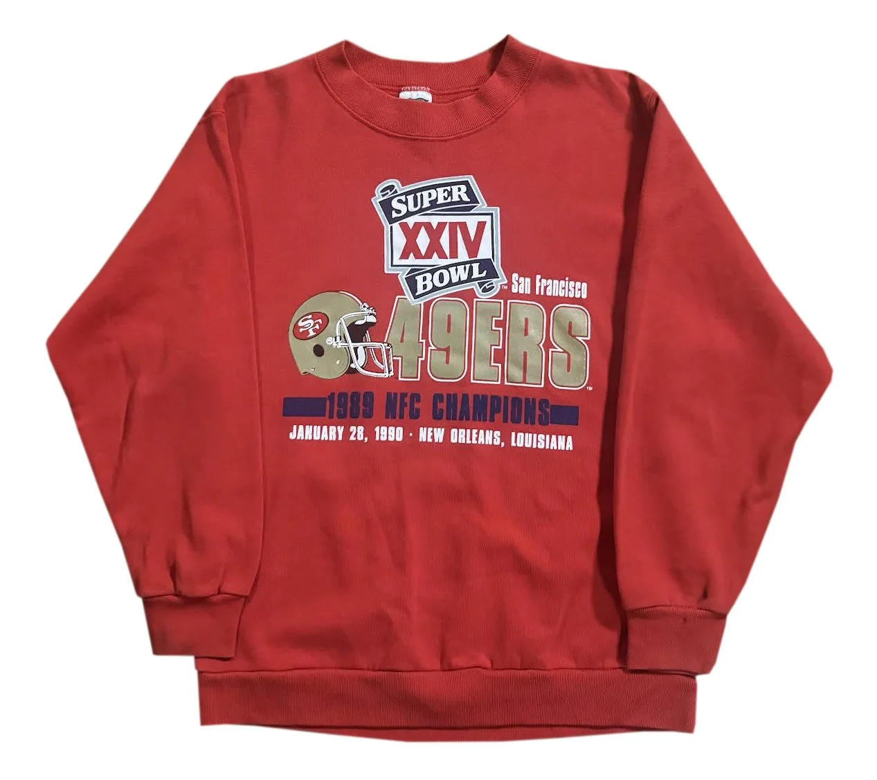 Crewneck 49ers Super Bowl Sweater Vintage Trench San Francisco