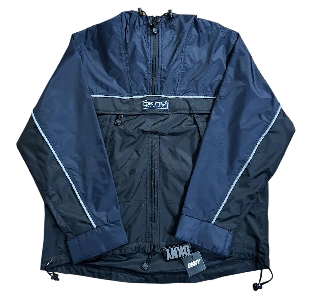 Vintage DKNY Tech USA Hooded Navy / Black / 3M Jacket (Size M) NWT 