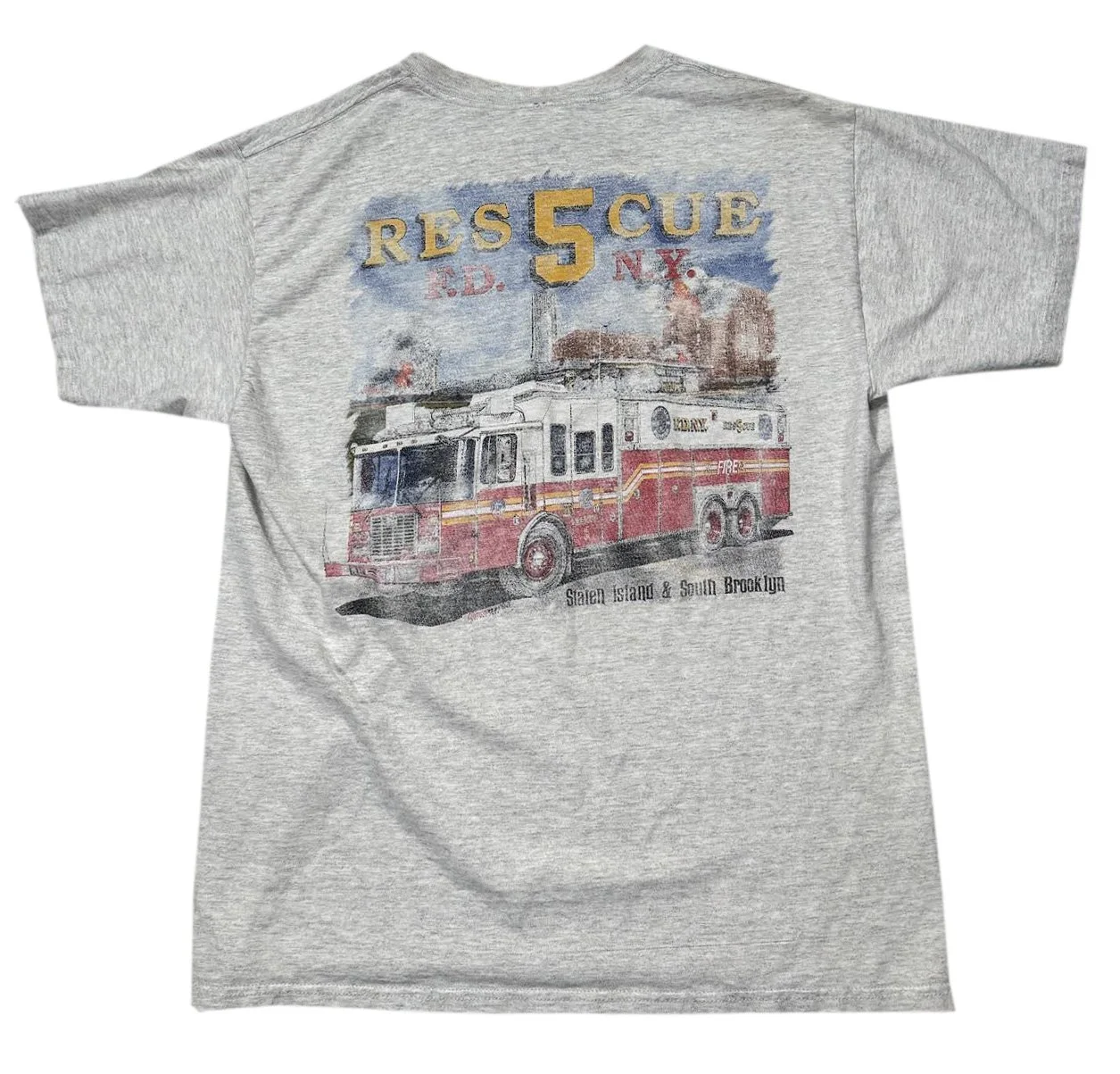 Vintage FDNY Staten Island South Brooklyn T Shirt (Size L)