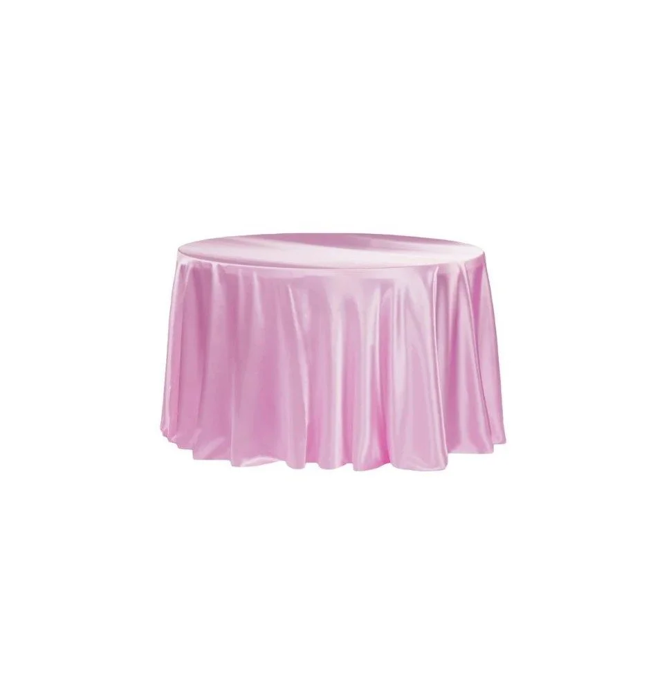 Pink - Satin 120 inch Round Tablecloth