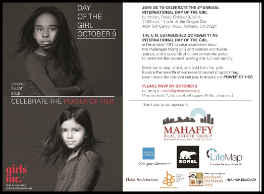 October 9th I will be back home at the Oregon Zoo and teaming up with Girls Inc. PNW to celebrate the Power of Her in honor The Day of The Girl. 