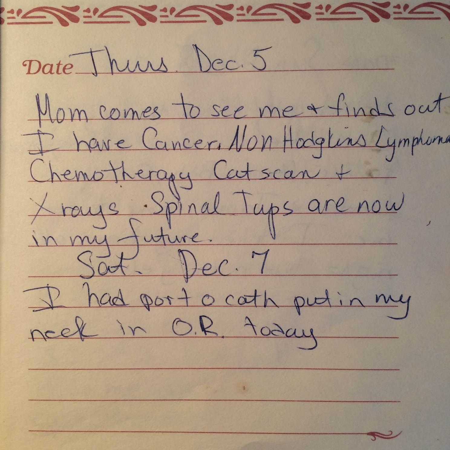Mom started journaling my experiences
