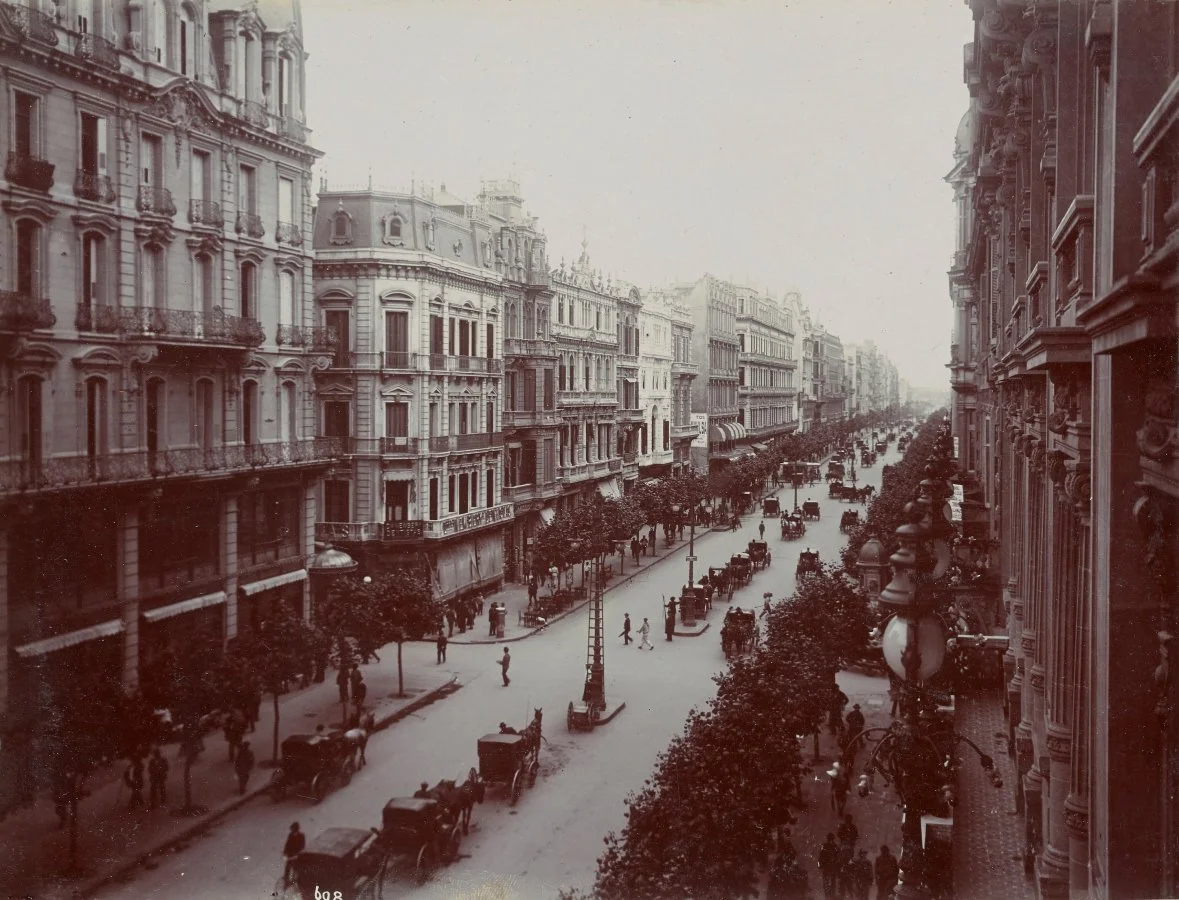Avenue de Mayo , 1914. Unknown photographer. Gelatin silver print in Travel Albums from Paul Fleury’s Trips to Switzerland, the Middle East, India, Asia, and South America, 1896-1918. Courtesy of The Getty Research Institute