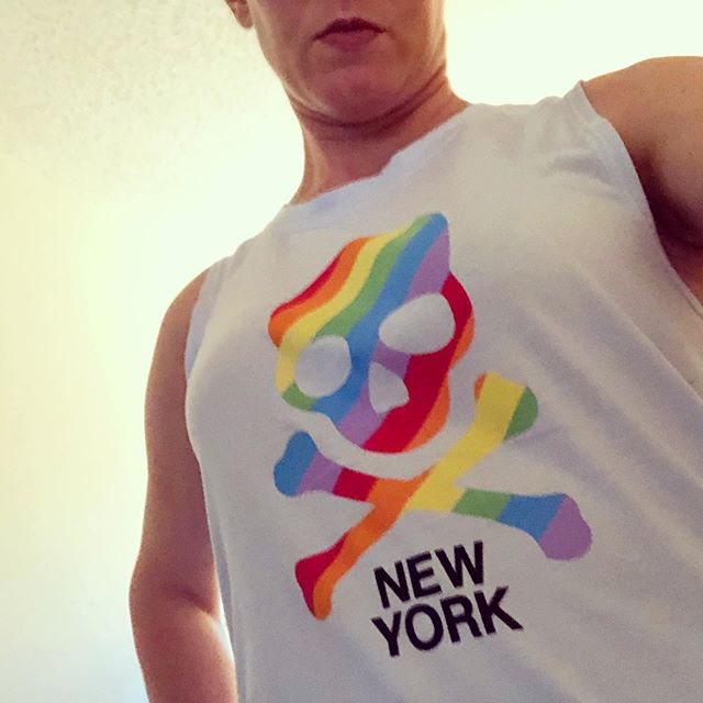 Most popular shirt in San Antonio today. 🌈💀#nyc #soulcycle #soulcycle19th #emilyt #pride
