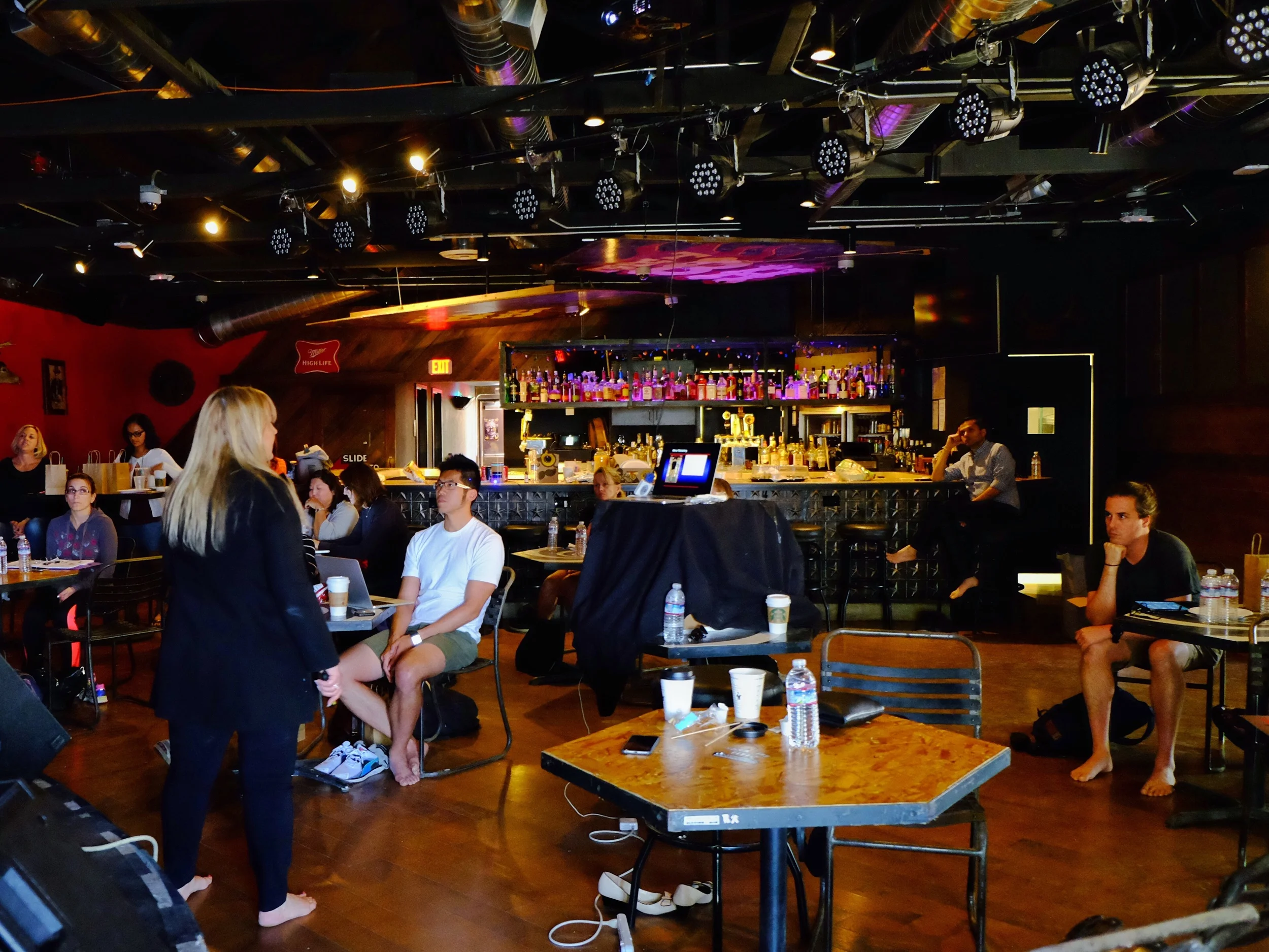 Finally Class starts! A lot of people asked me if people were drinking during the class. Believe me when I tell you that Irene Davis put together such an amazing lecture that we did not even notice the bar! The after class Q&A during happy hour was another story however.
