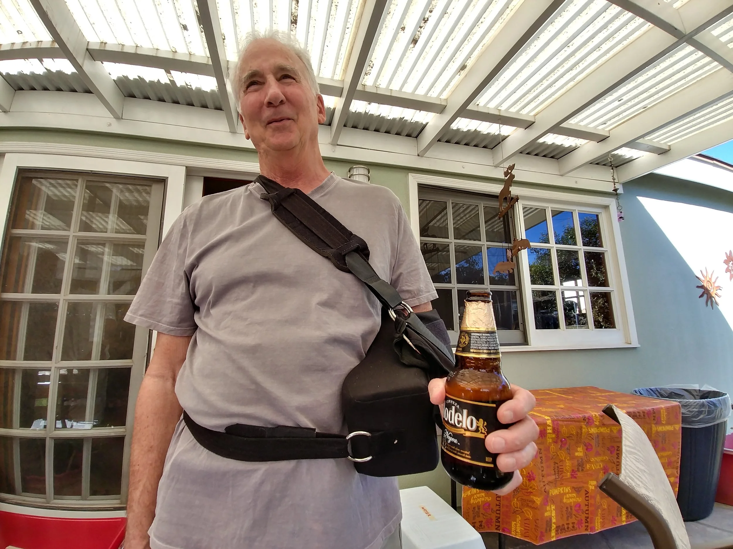 My dad after shoulder surgery not following his PROM only restrictions.