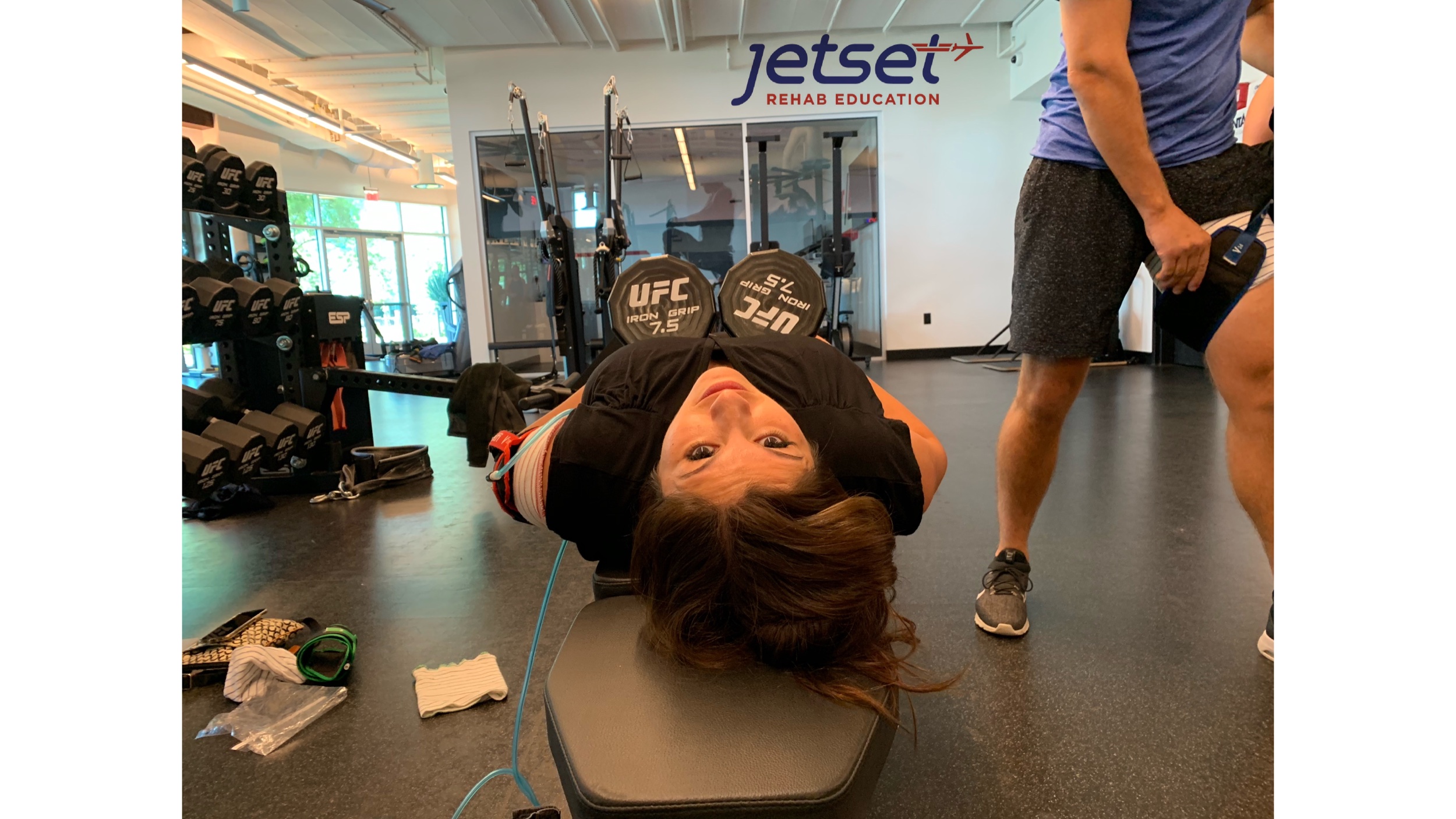 The cuff is left on during rest periods in between sets.