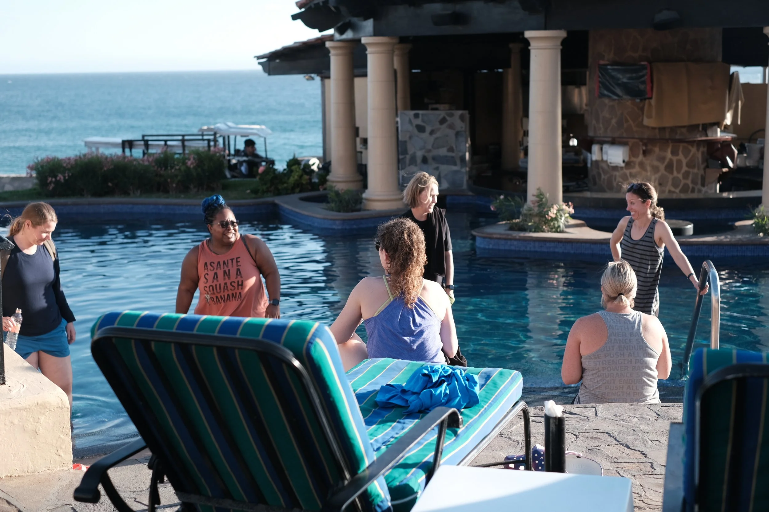 PTs and OTs networking after class in the pool