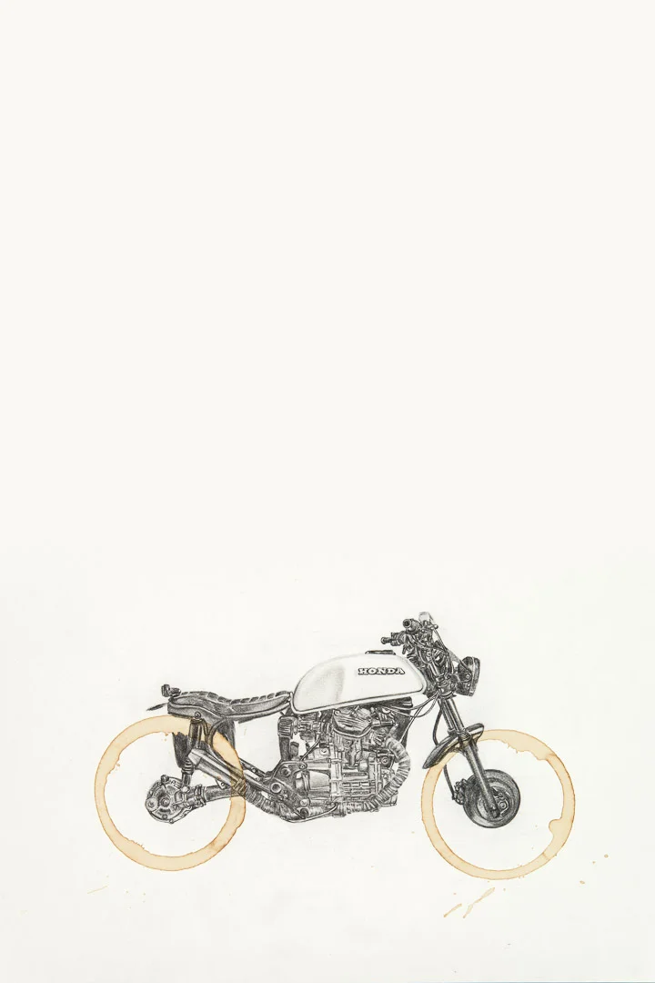 Honda CX 500 Coffee Ring Drawing (12x18 Print)