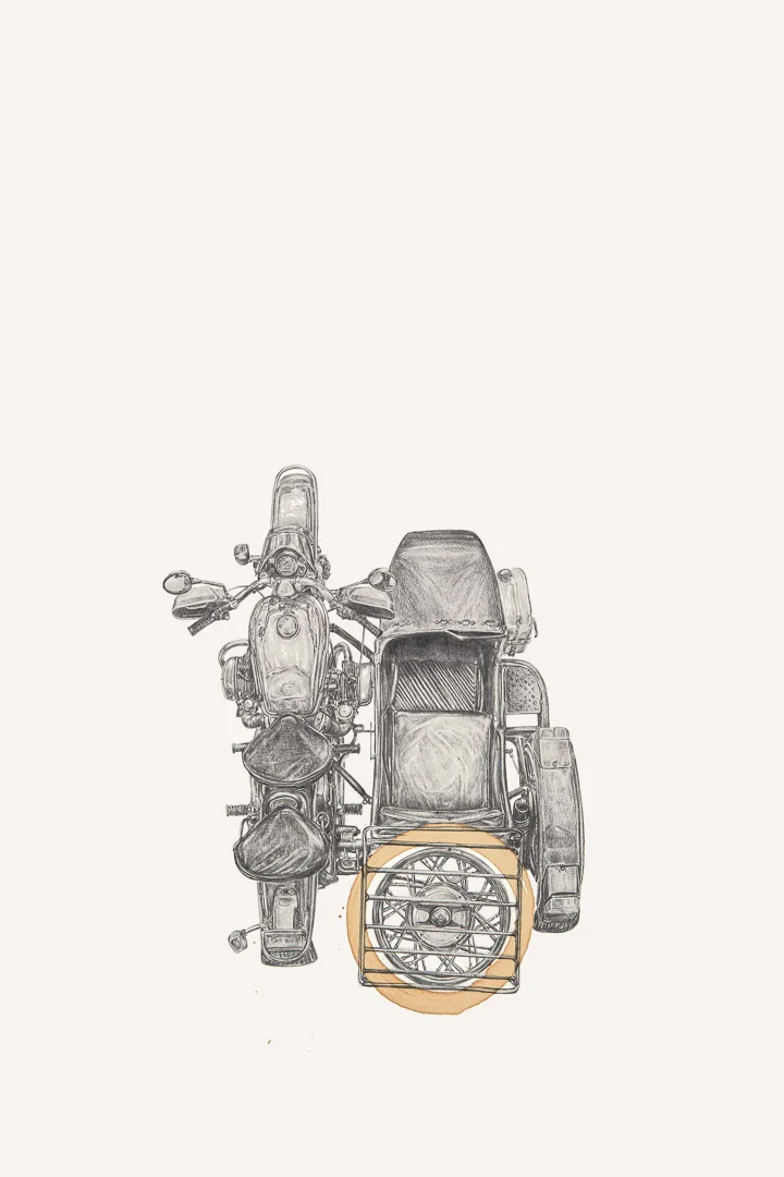 Ural Top View Coffee Ring Drawing (12x18 Print)