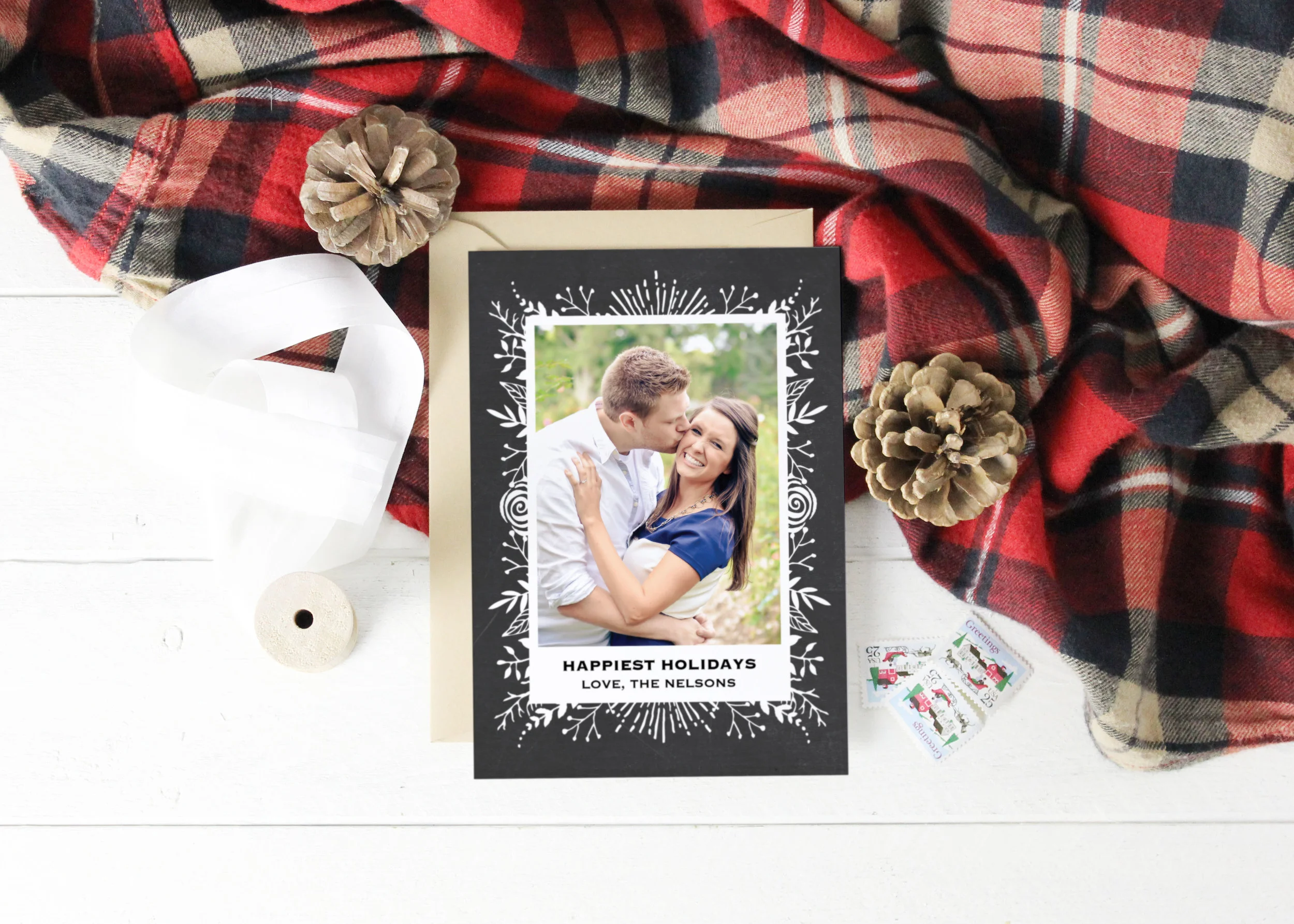 Chalkboard and Floral Christmas Card
