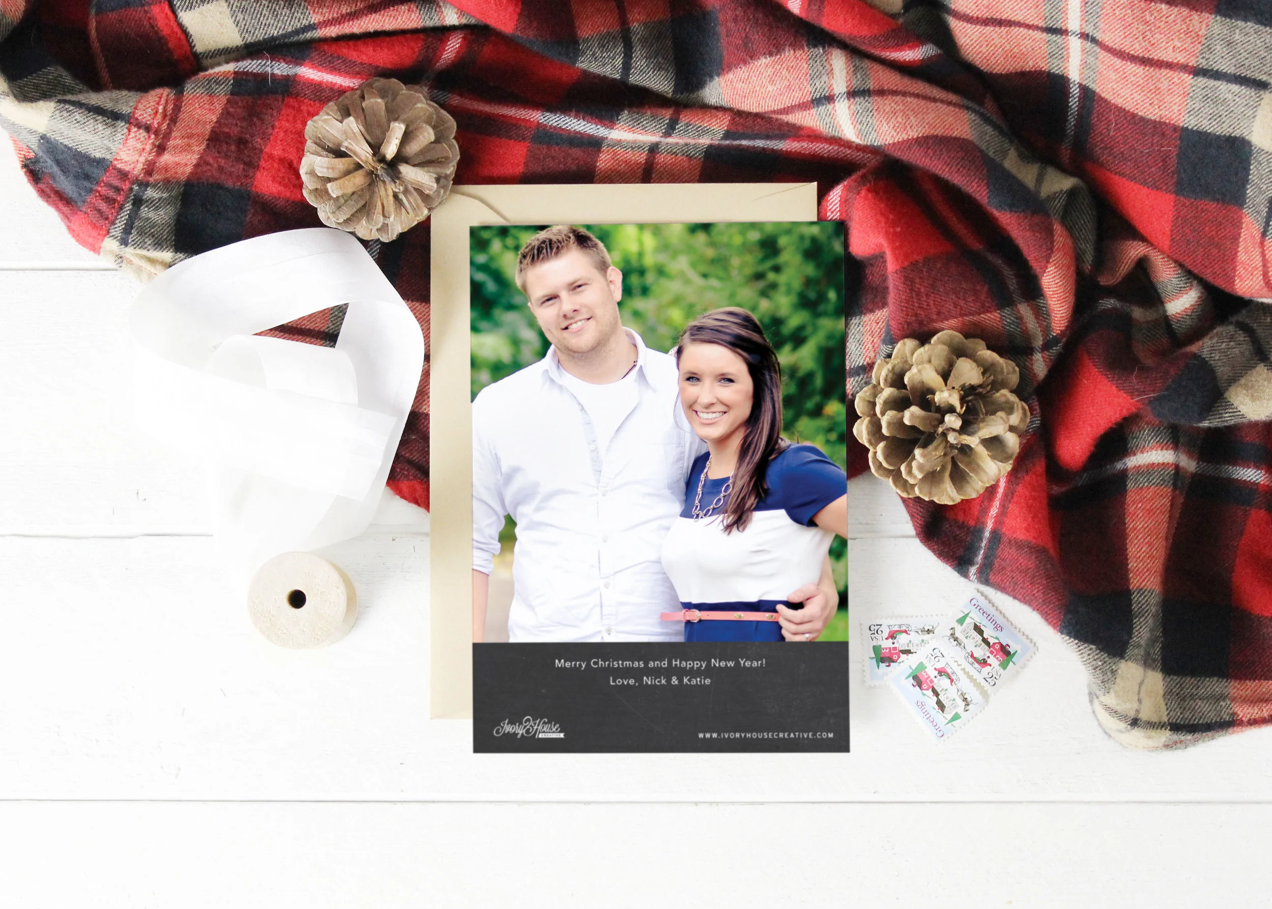 Rustic Floral Christmas Card Design