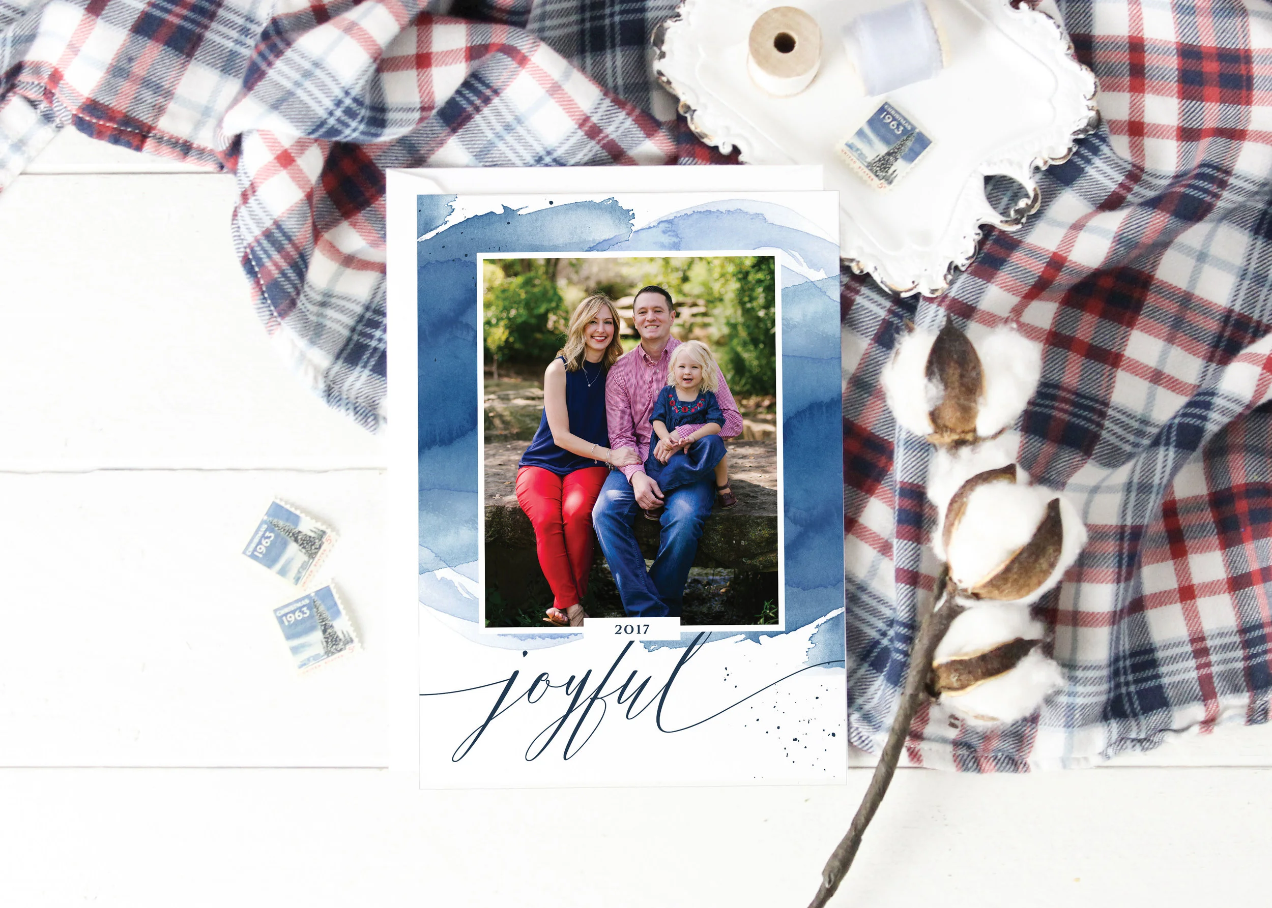 Joyful Watercolor Christmas Card