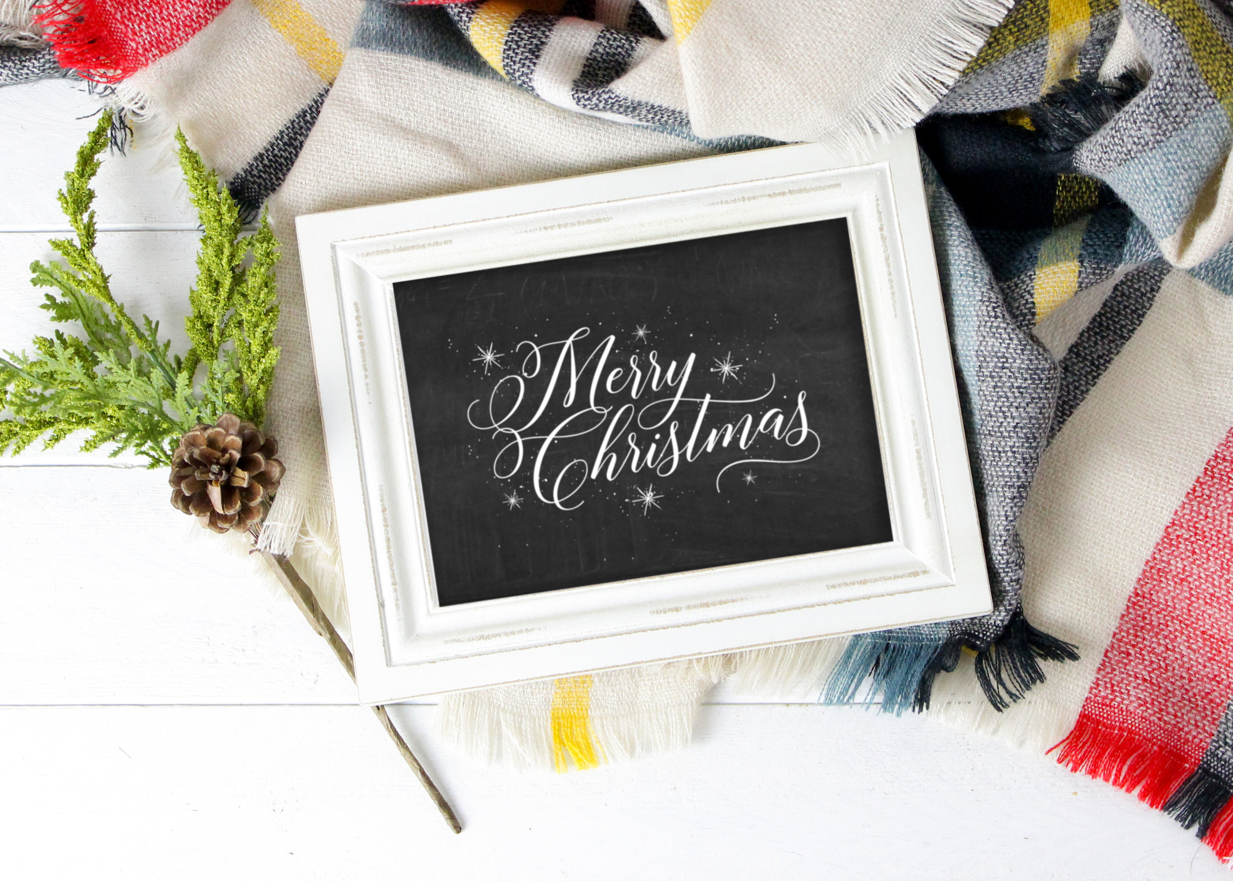 Merry Christmas Chalkboard Printable Wall Decor