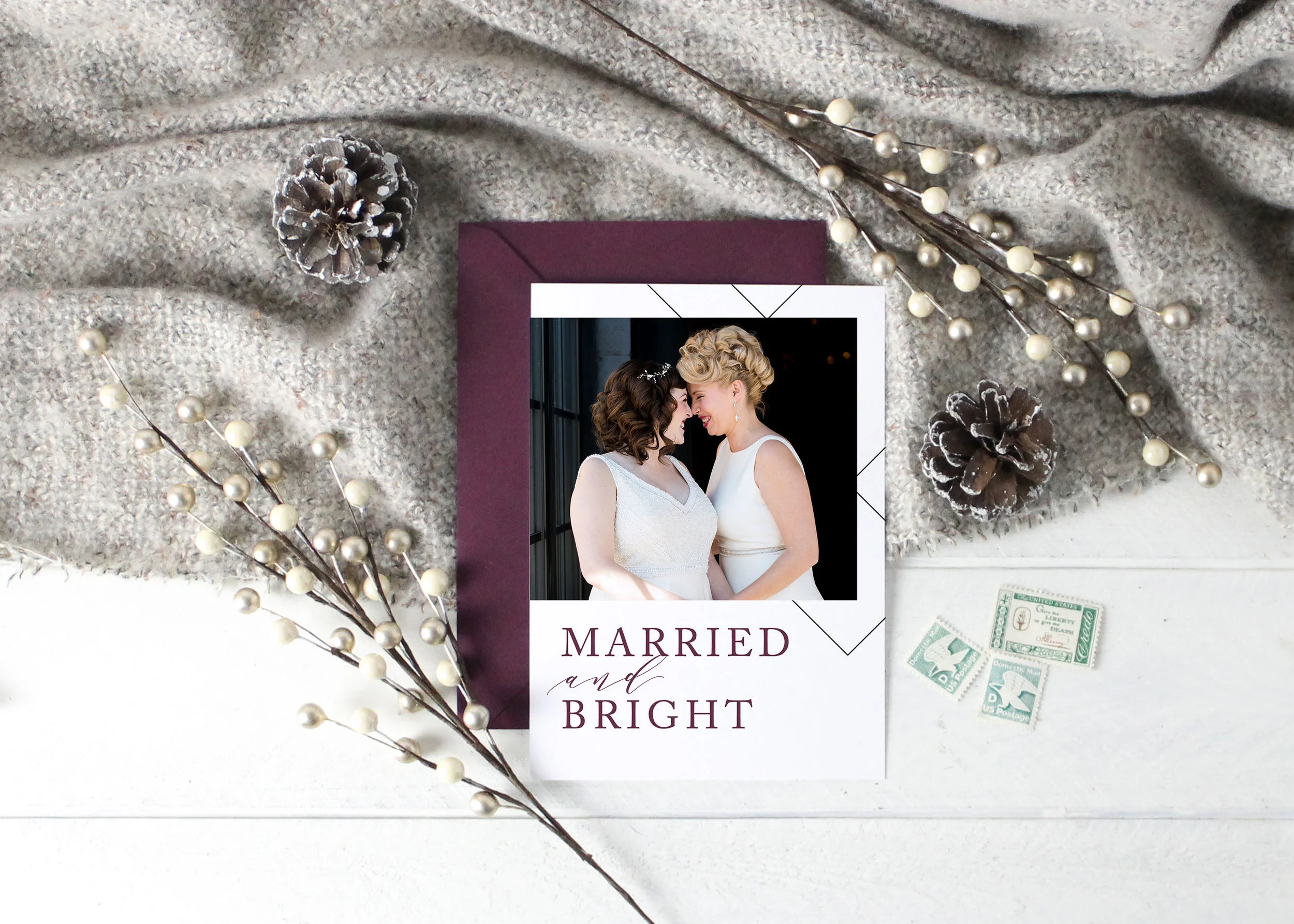 Married and Bright Holiday Card