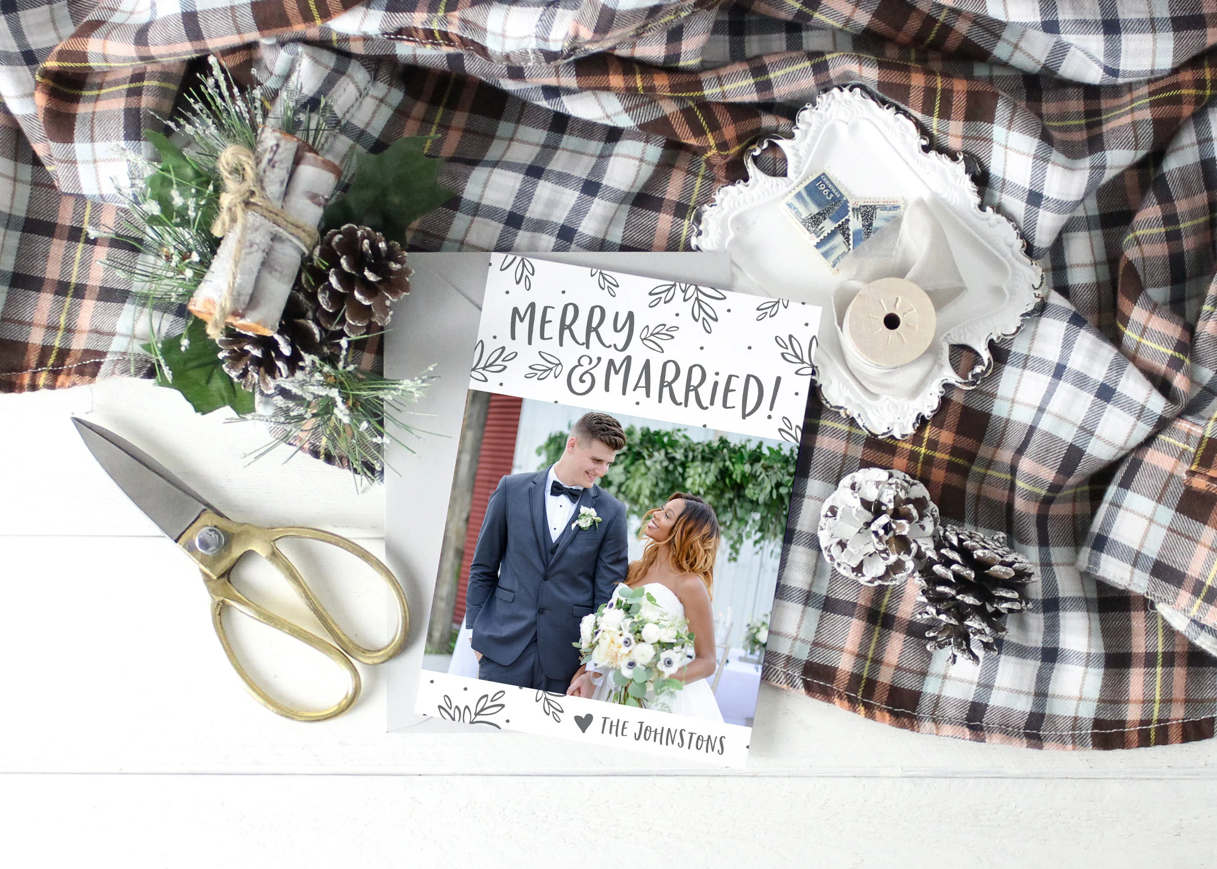 Merry and Married Christmas Newly Wed Card