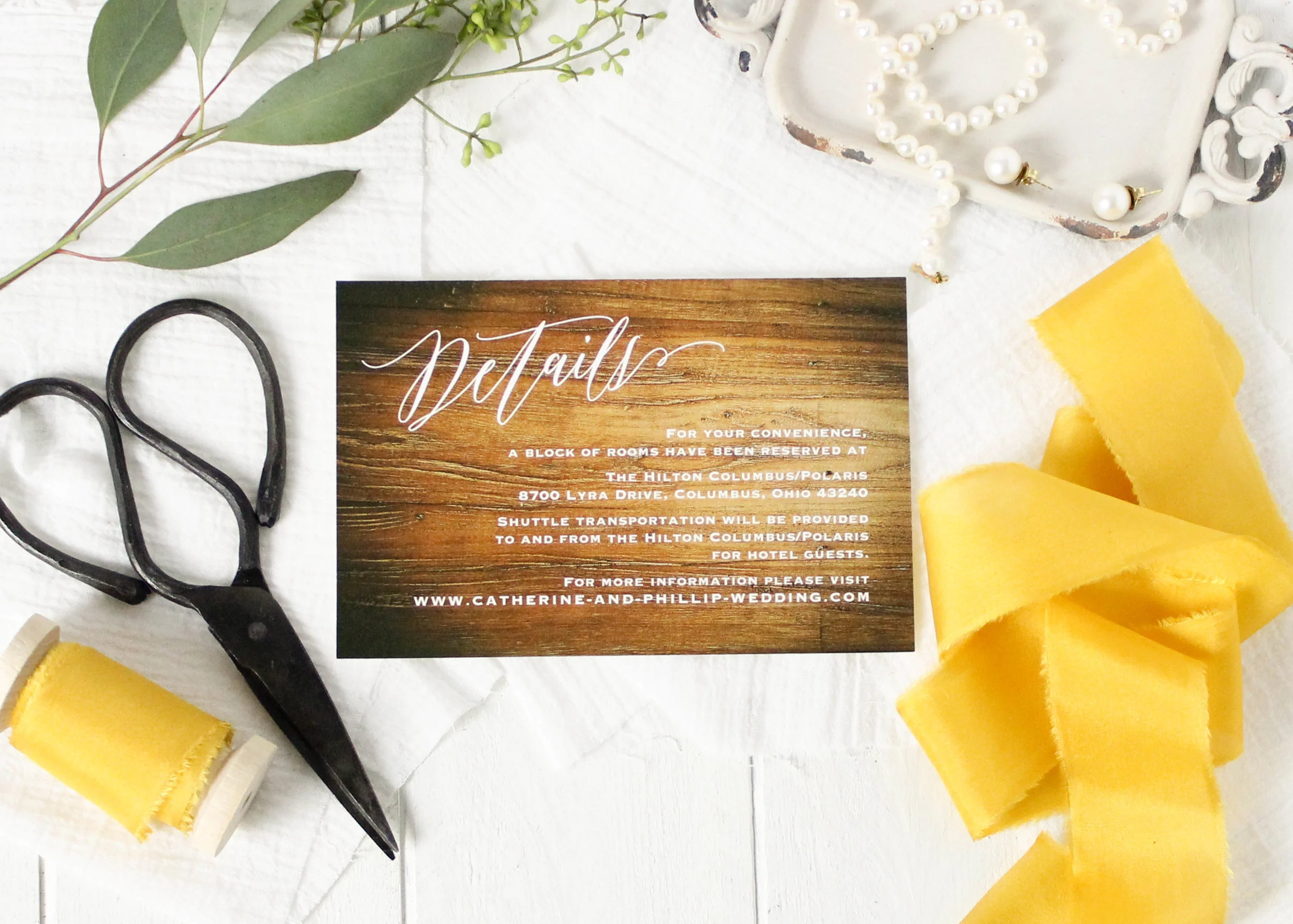 Wood Details Card for Wedding Invitation