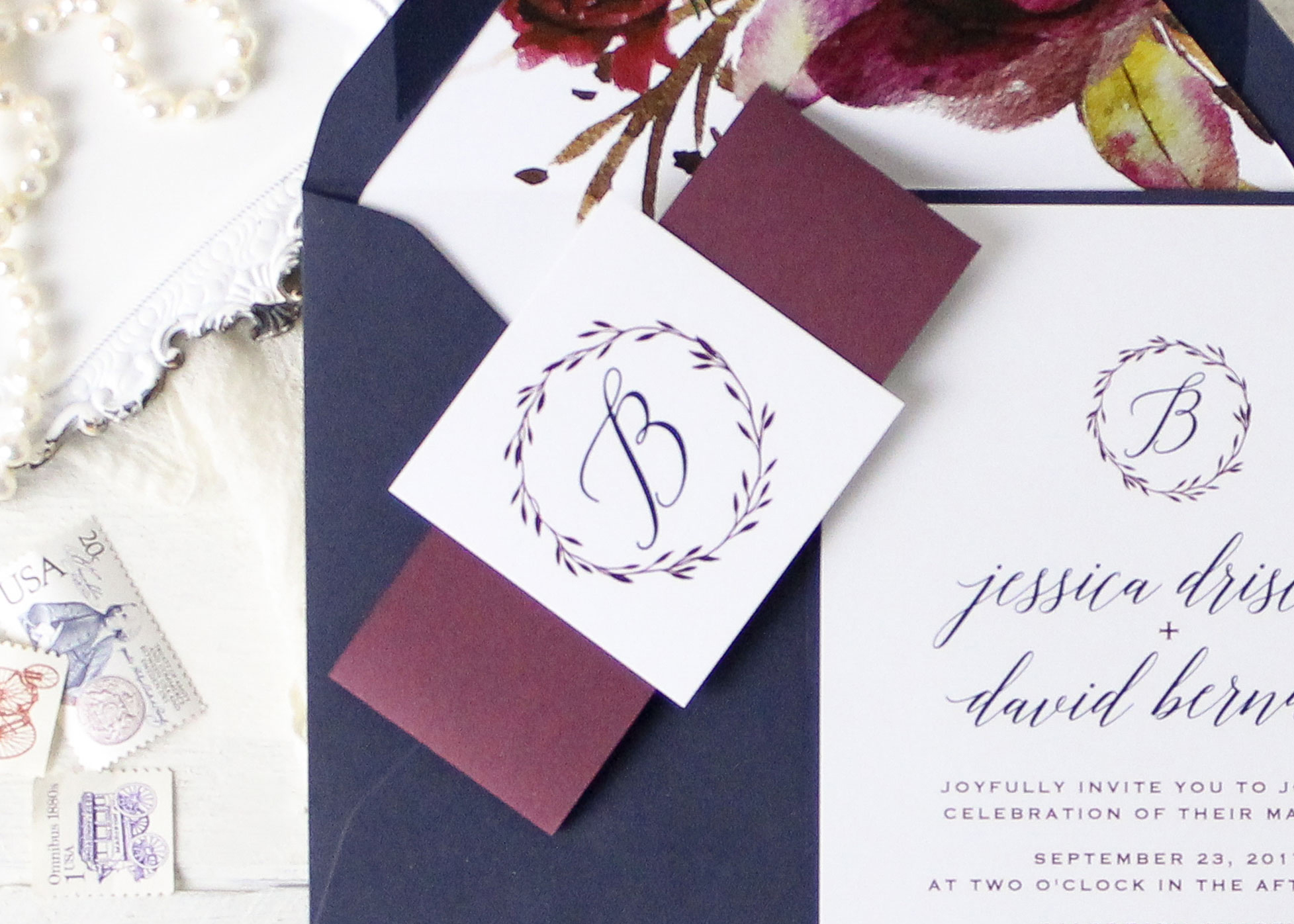 Monogram Tag for Wedding Invitation