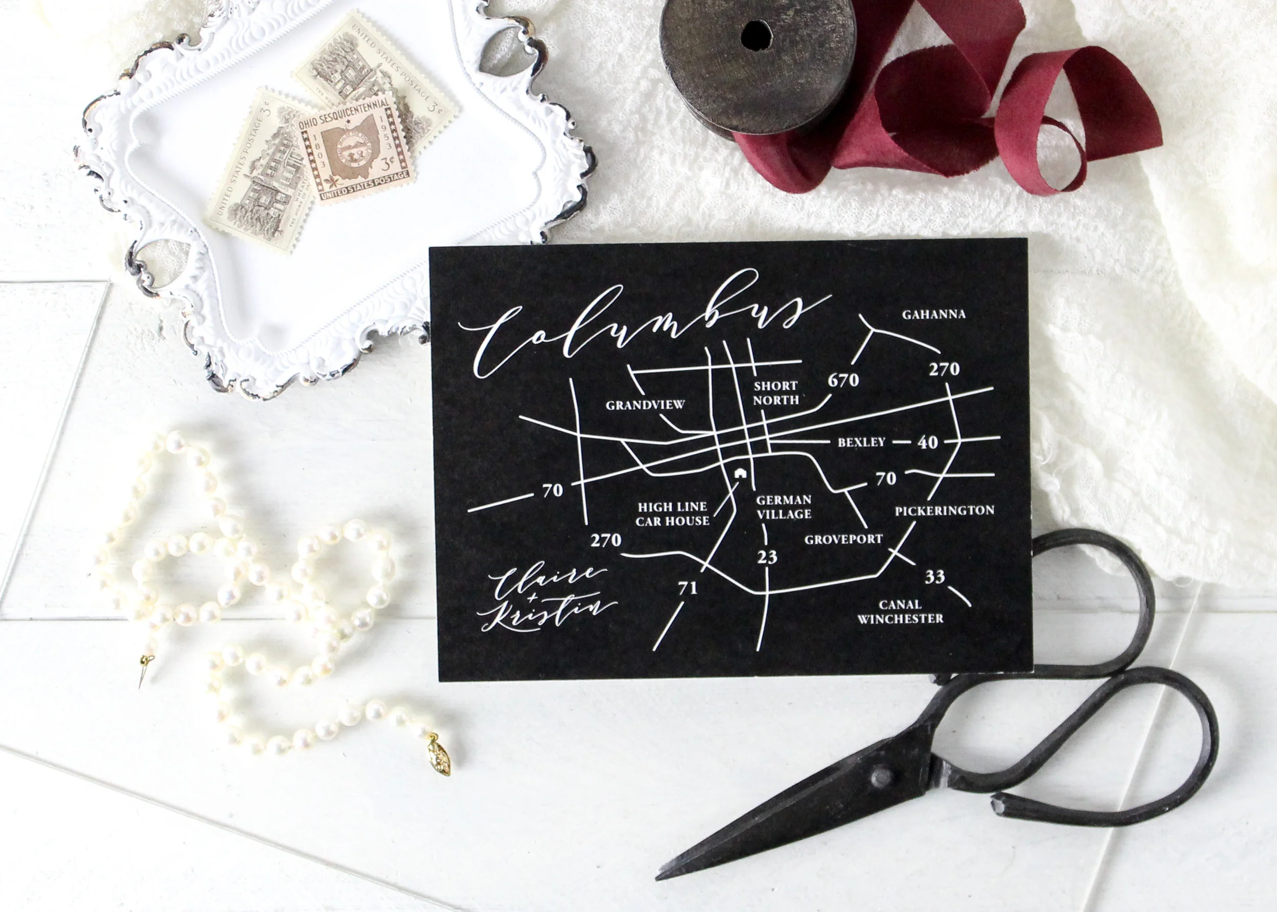 Custom Illustrated Wedding Invitation Map