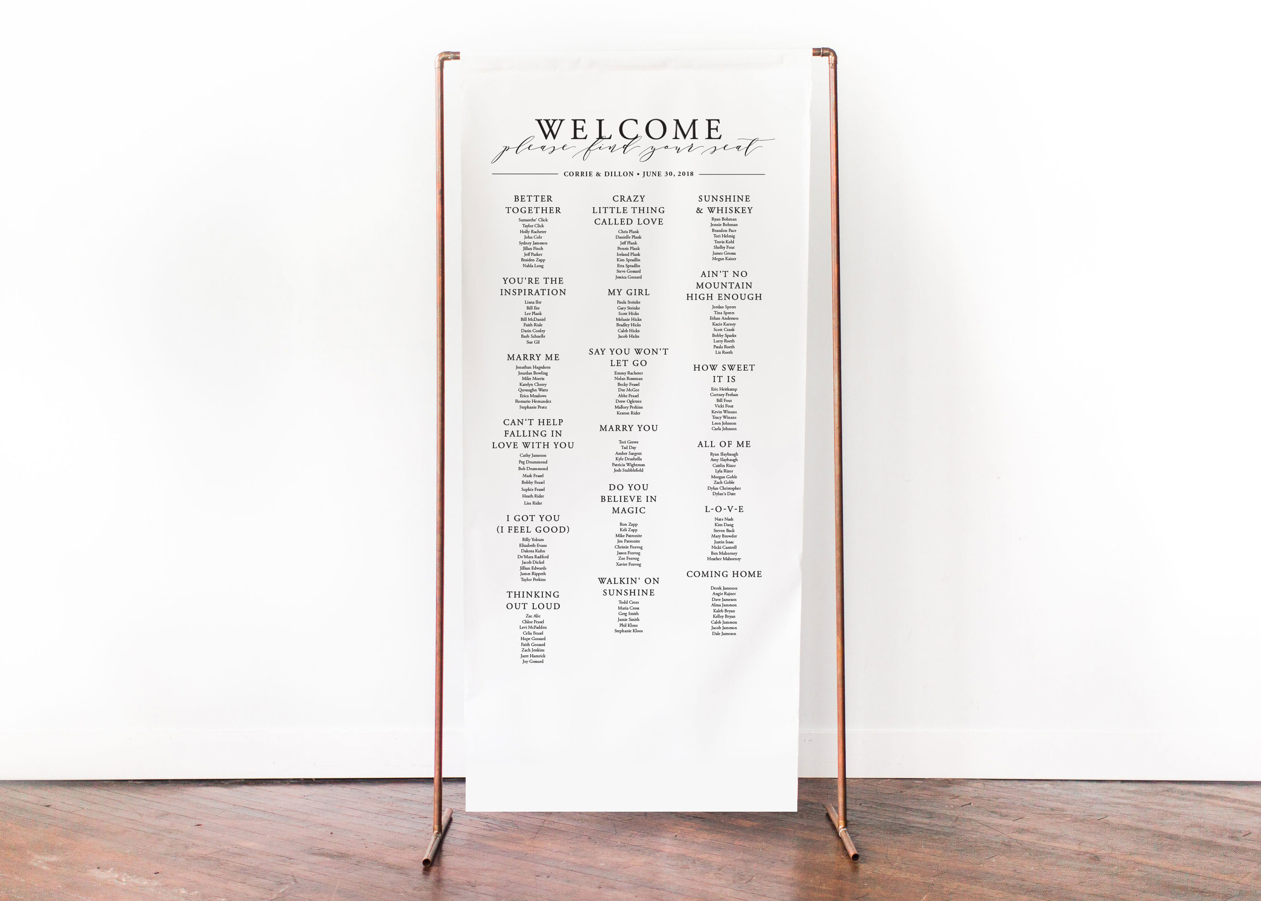 Scroll Seating Chart for Wedding