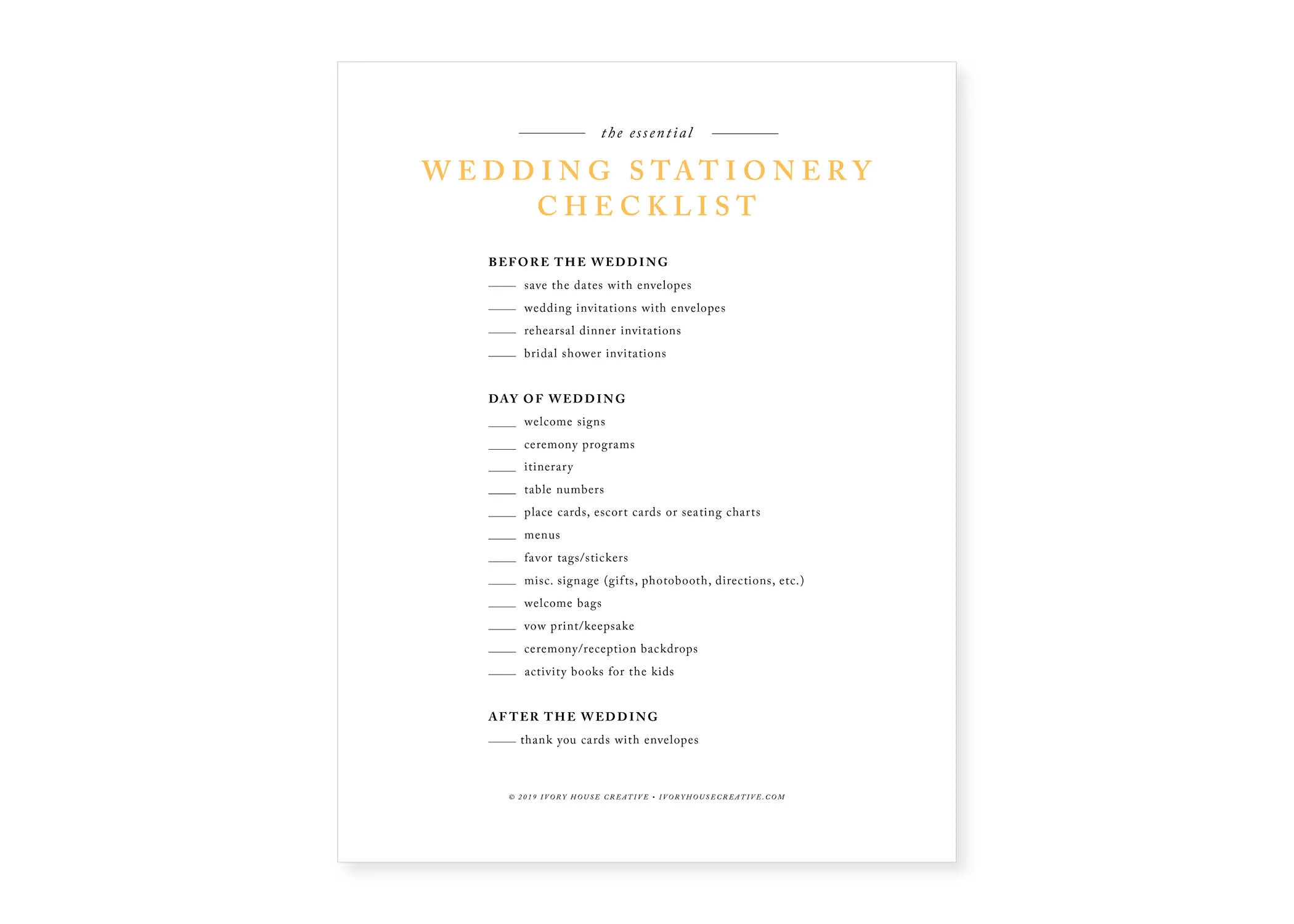 wedding stationery checklist