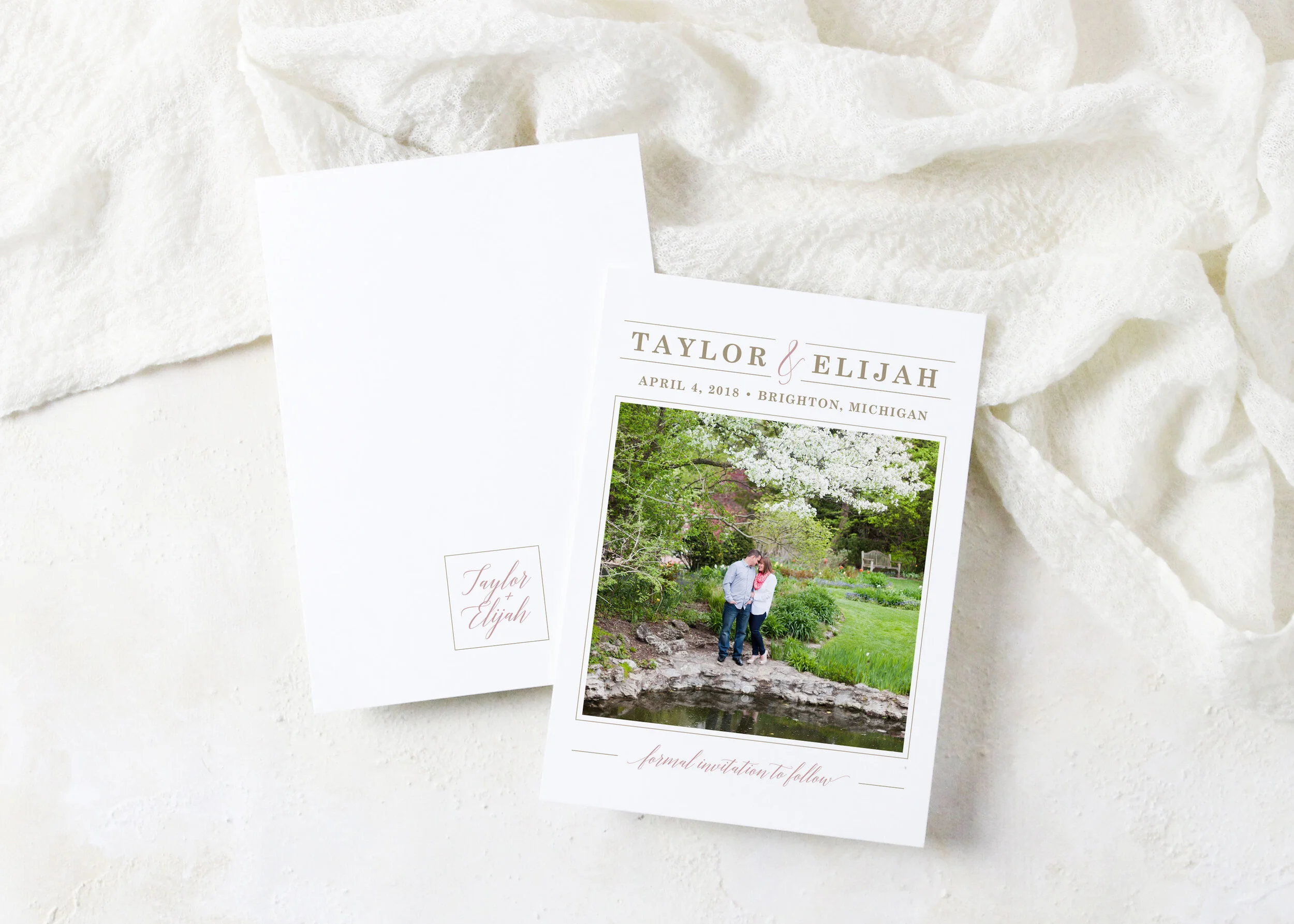 Taylor - Dusty Rose and Gold Rustic Save the Date