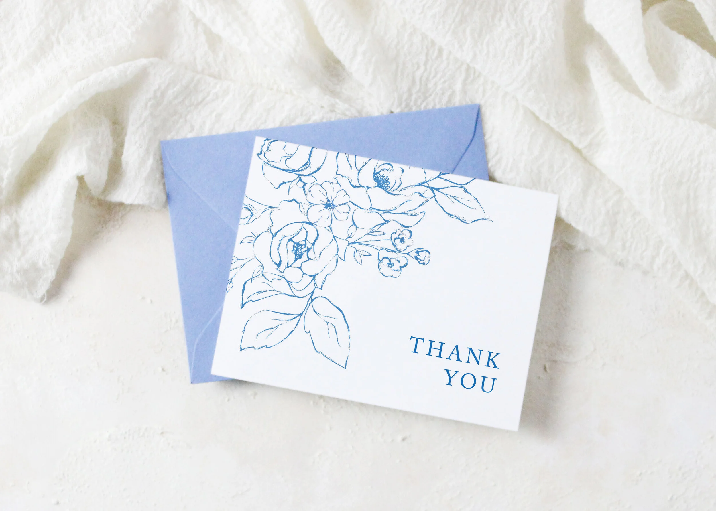 Abigail - Classic Monogram Floral Thank You Card