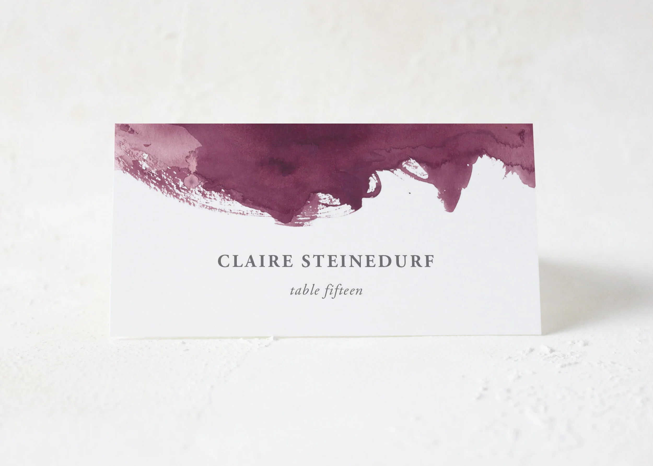 Claire - Modern Burgundy Watercolor Place Card