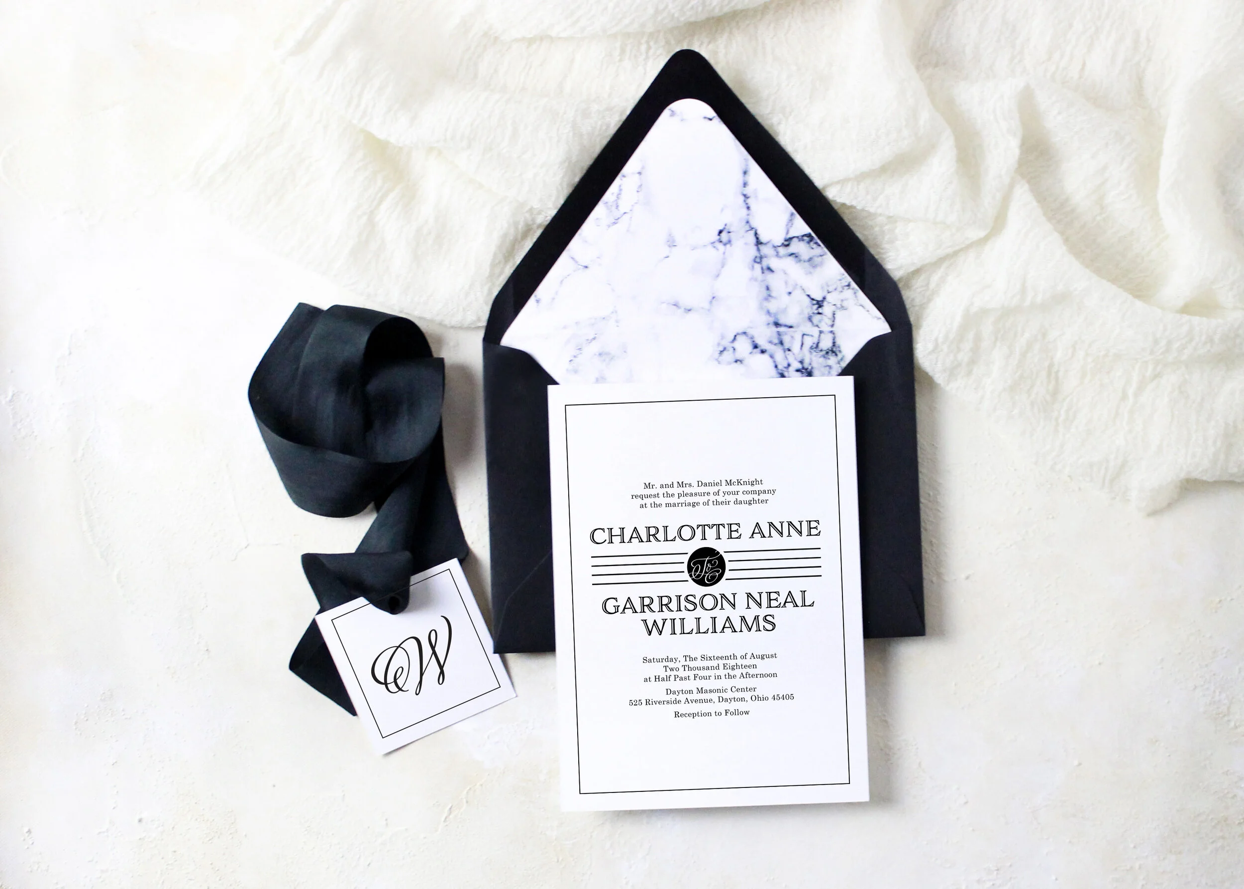 Charlotte - Classic Marble Wedding Invitation