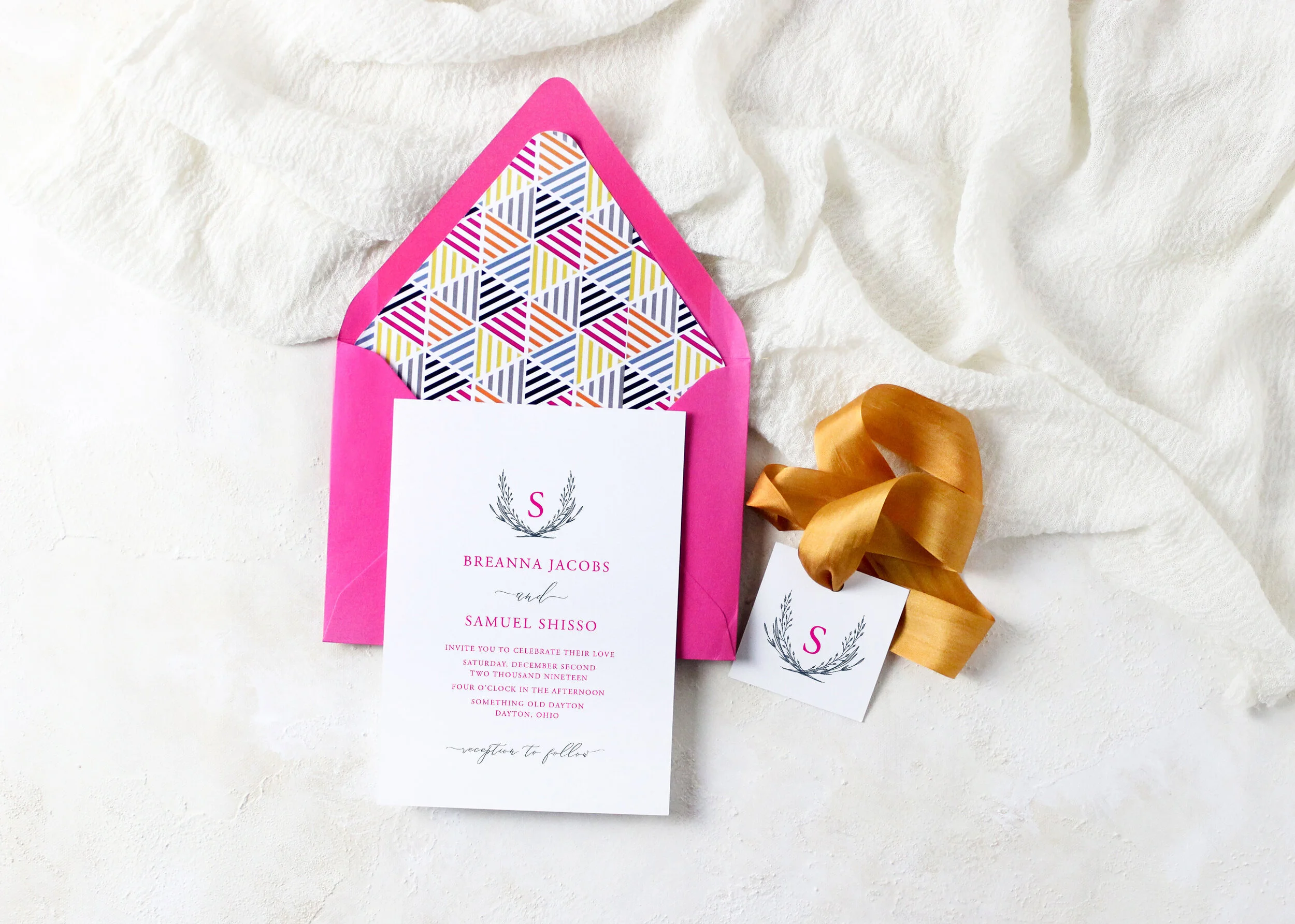 Breanna - Modern Bold Monogram Wedding Invitation