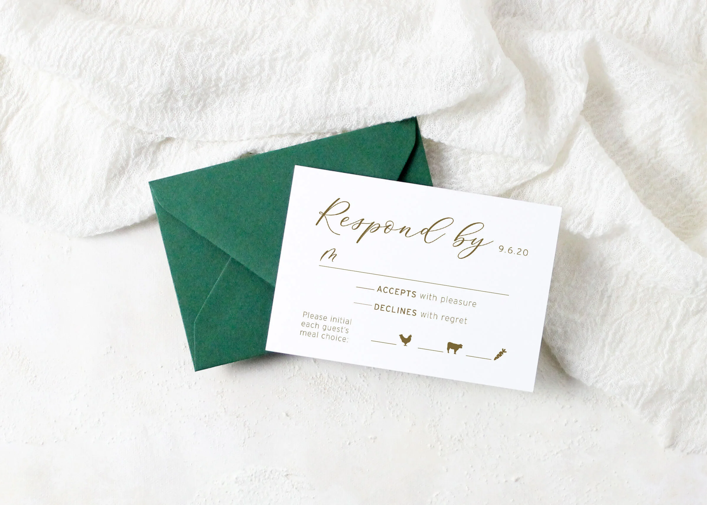 Hayden - Modern Greenery Monogram Wedding Invitation