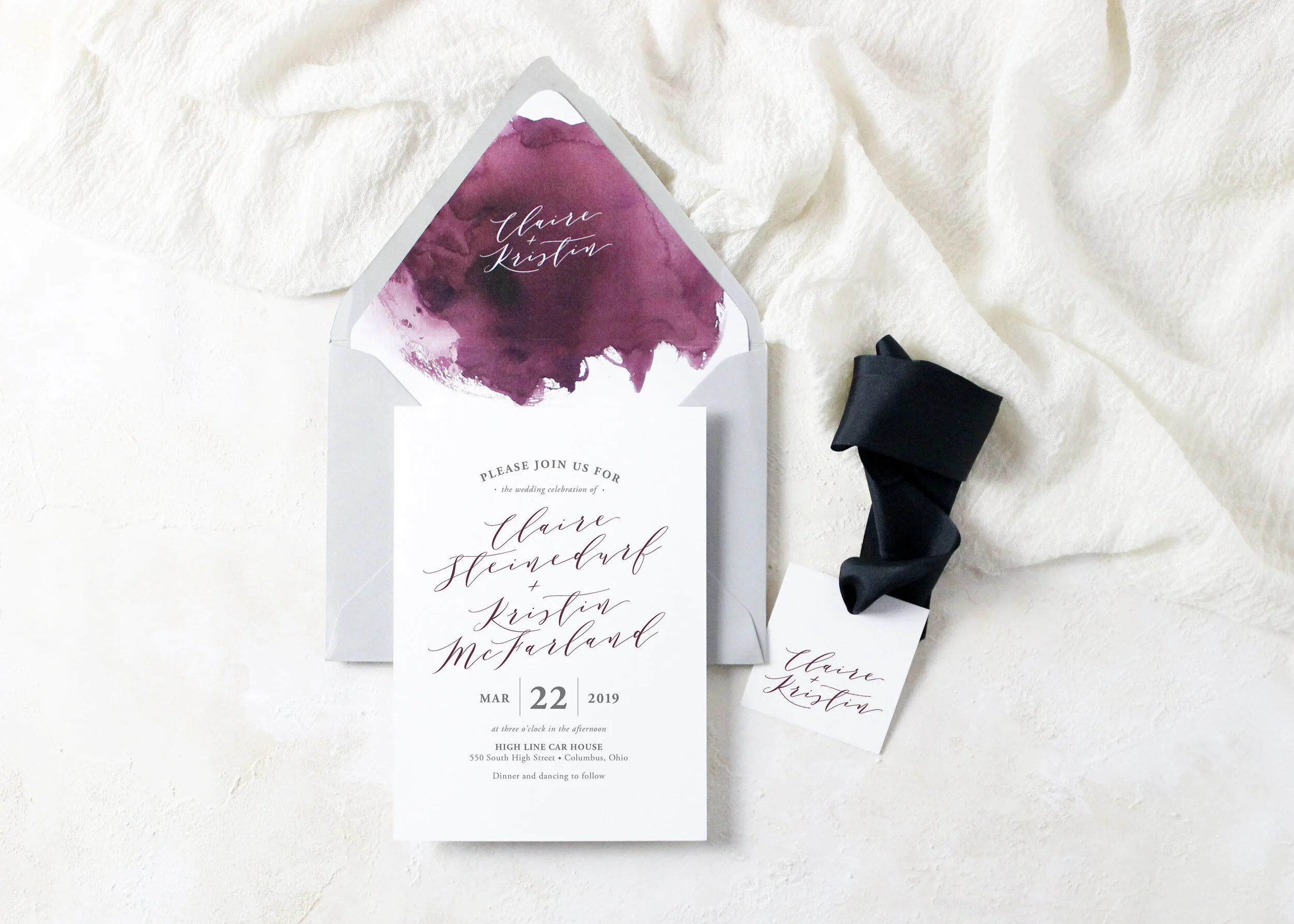 Claire - Modern Watercolor Wedding Invitation