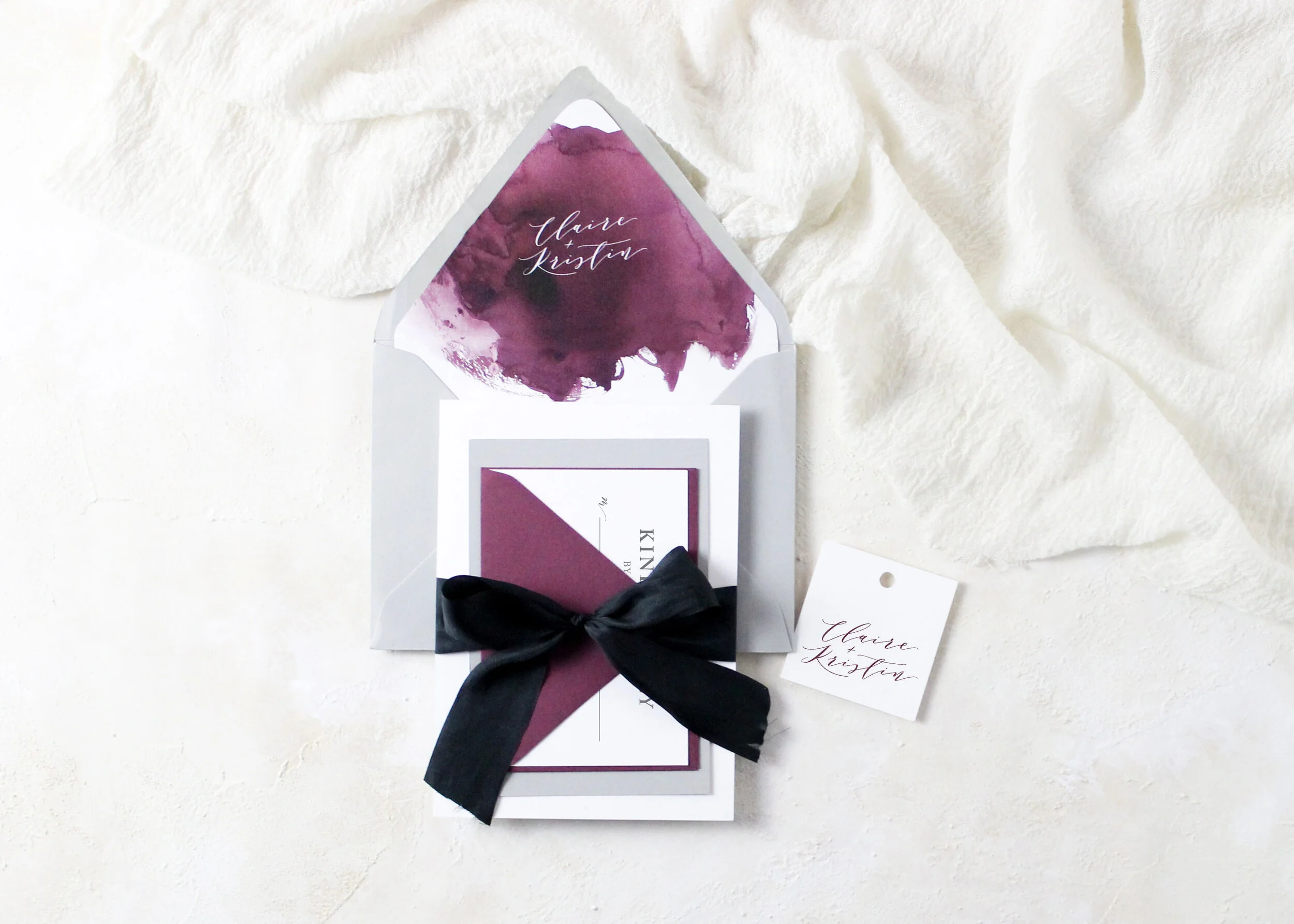 Claire - Modern Watercolor Wedding Invitation