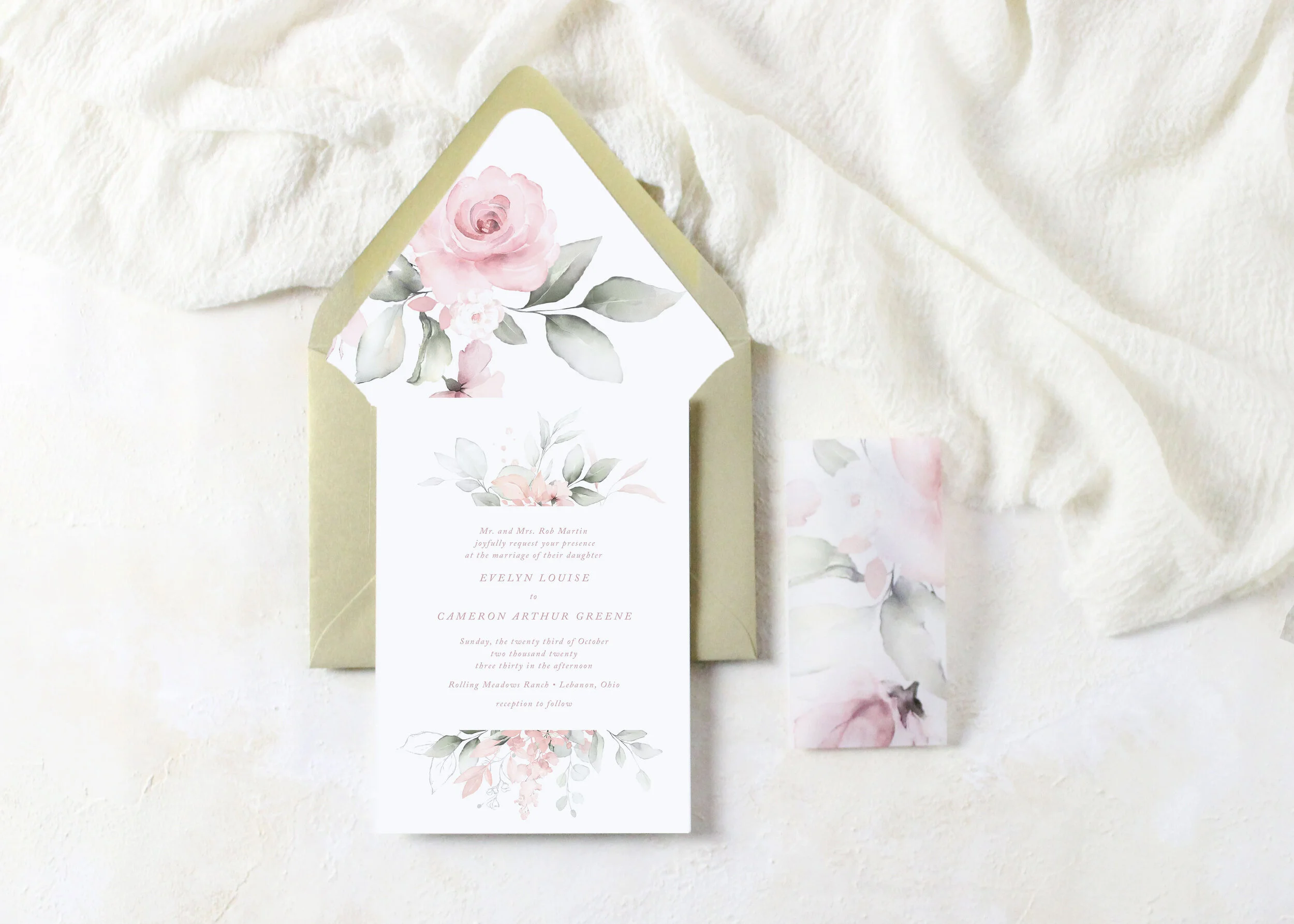 Evelyn - Elegant Floral Wedding Invitation