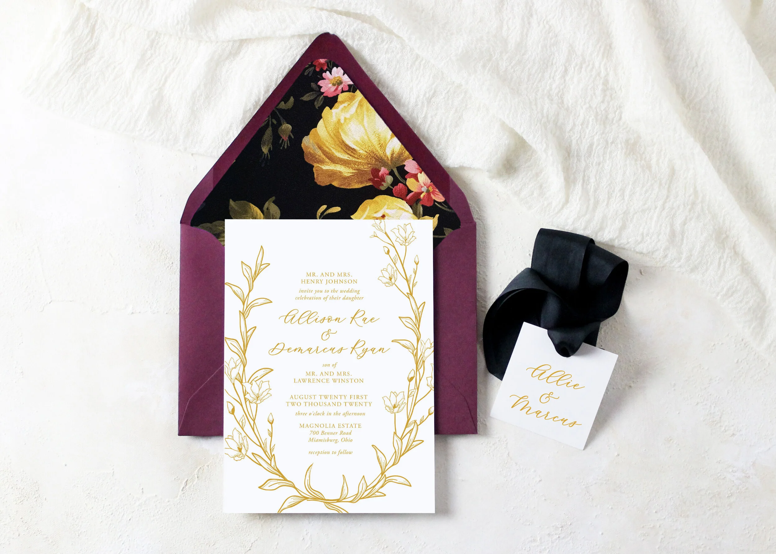 Allison - Modern Floral Wedding Invitations