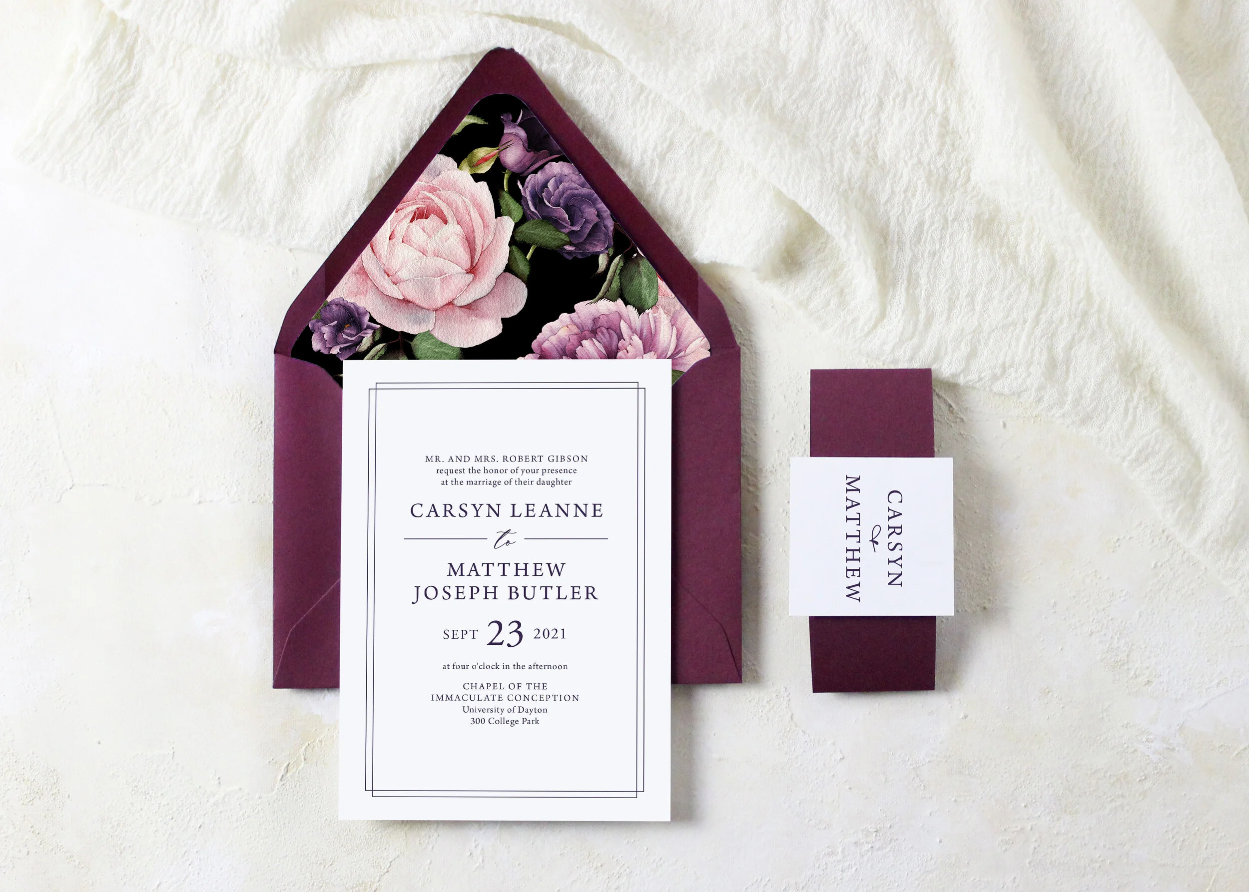 Carsyn - Classic Jewel Tone Wedding Invitation