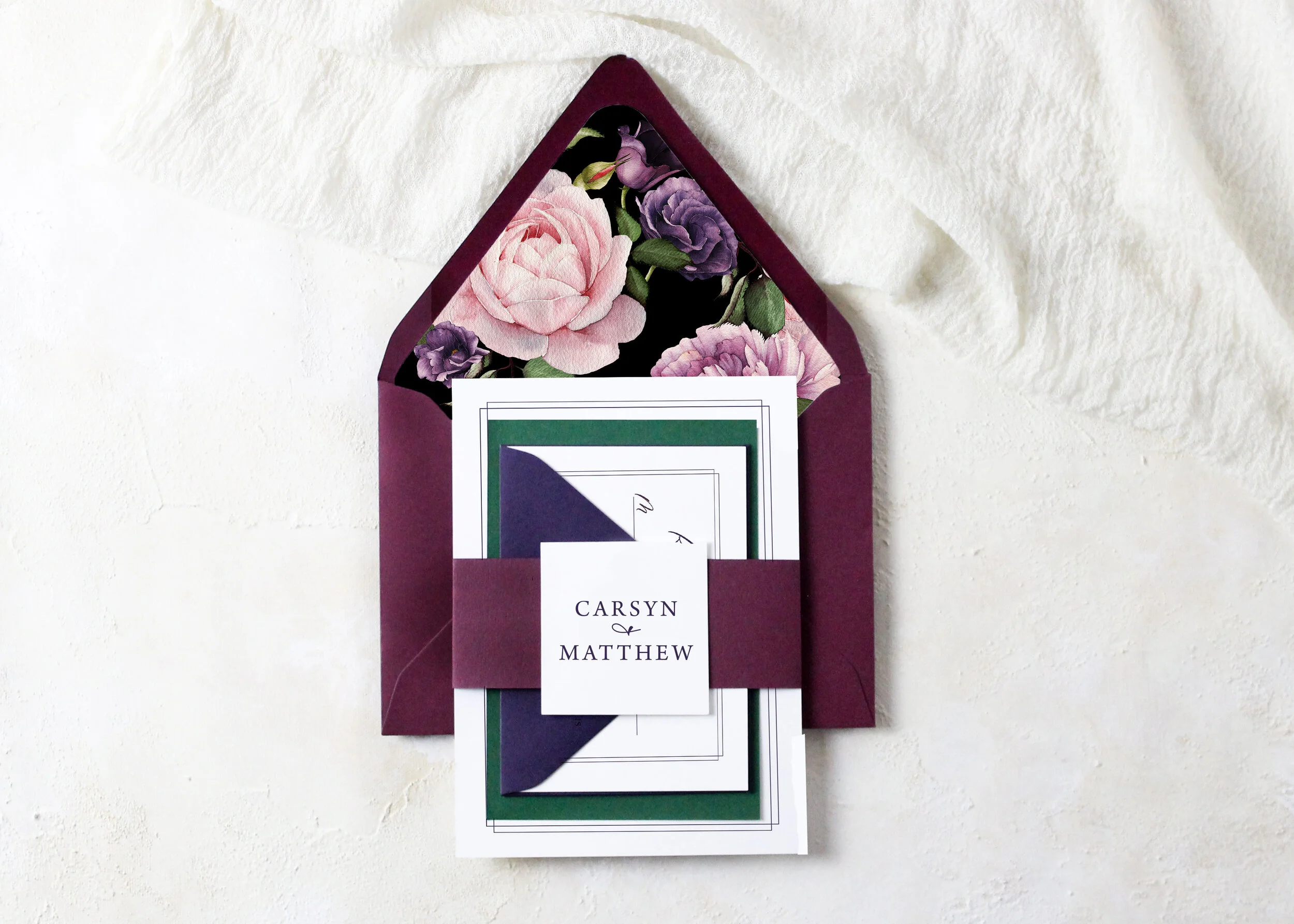 Carsyn - Classic Jewel Tone Wedding Invitation