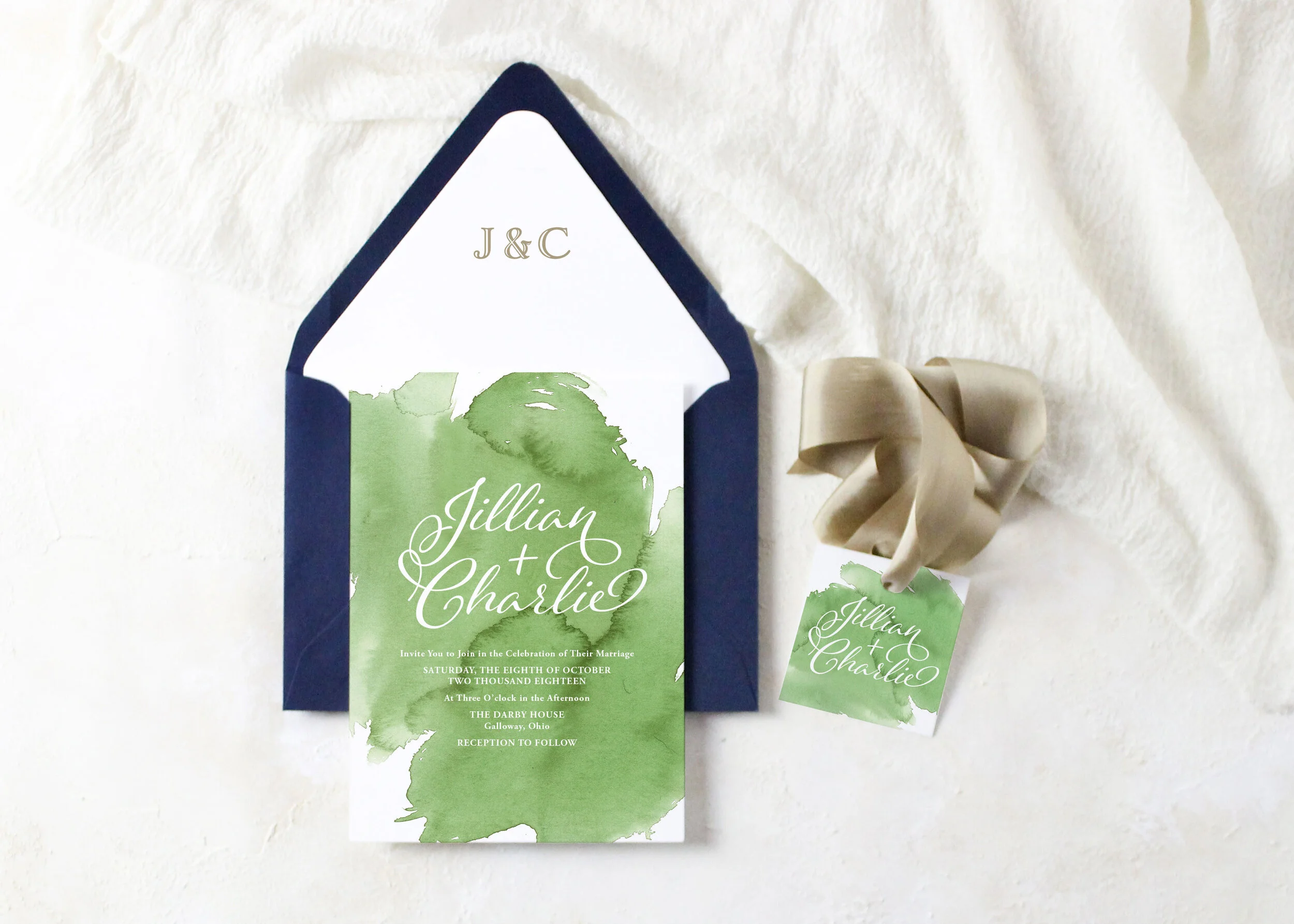 Jillian - Script Watercolor Wedding Invitation