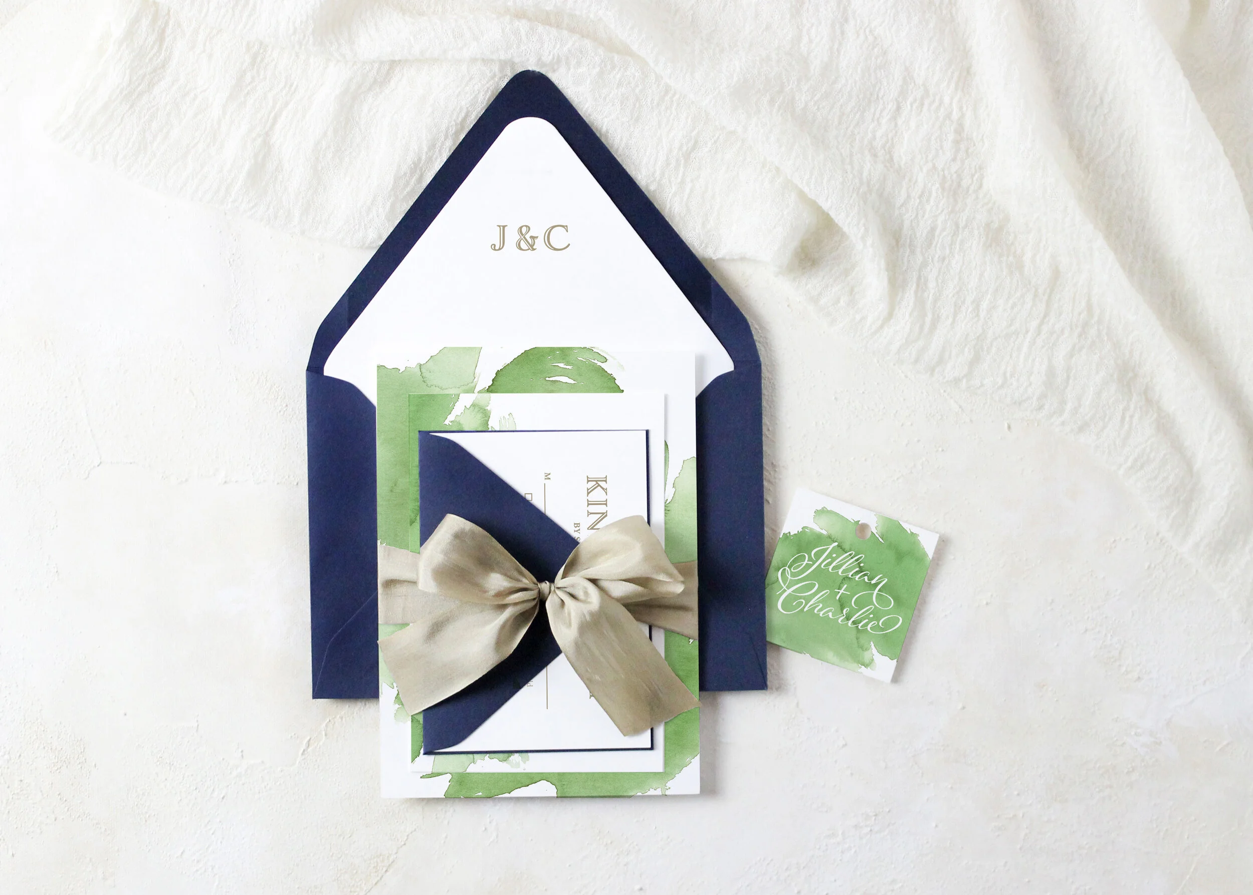 Jillian - Script Watercolor Wedding Invitation