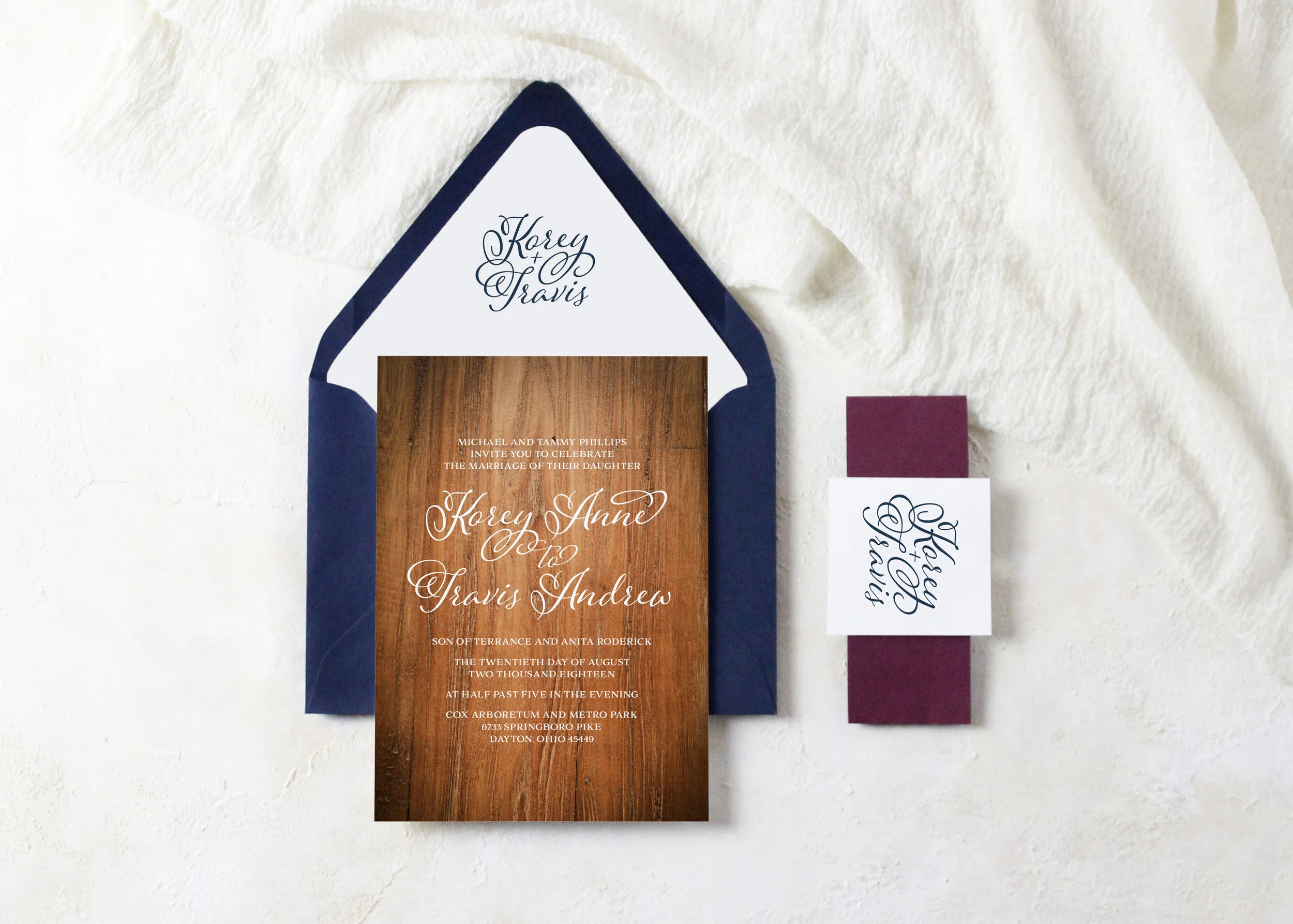 Korey - Classic Rustic Script Wedding Invitation
