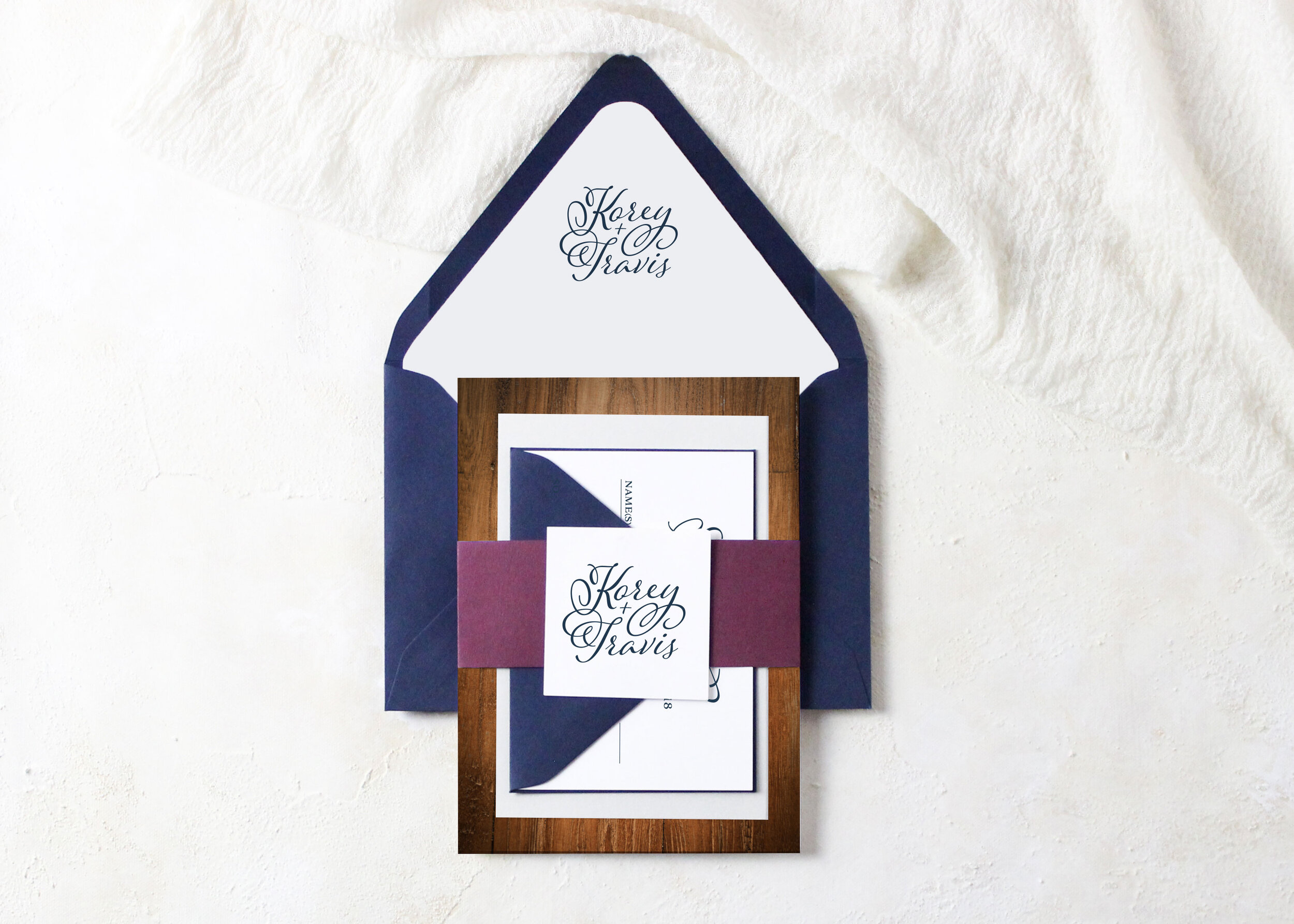 Korey - Classic Rustic Script Wedding Invitation